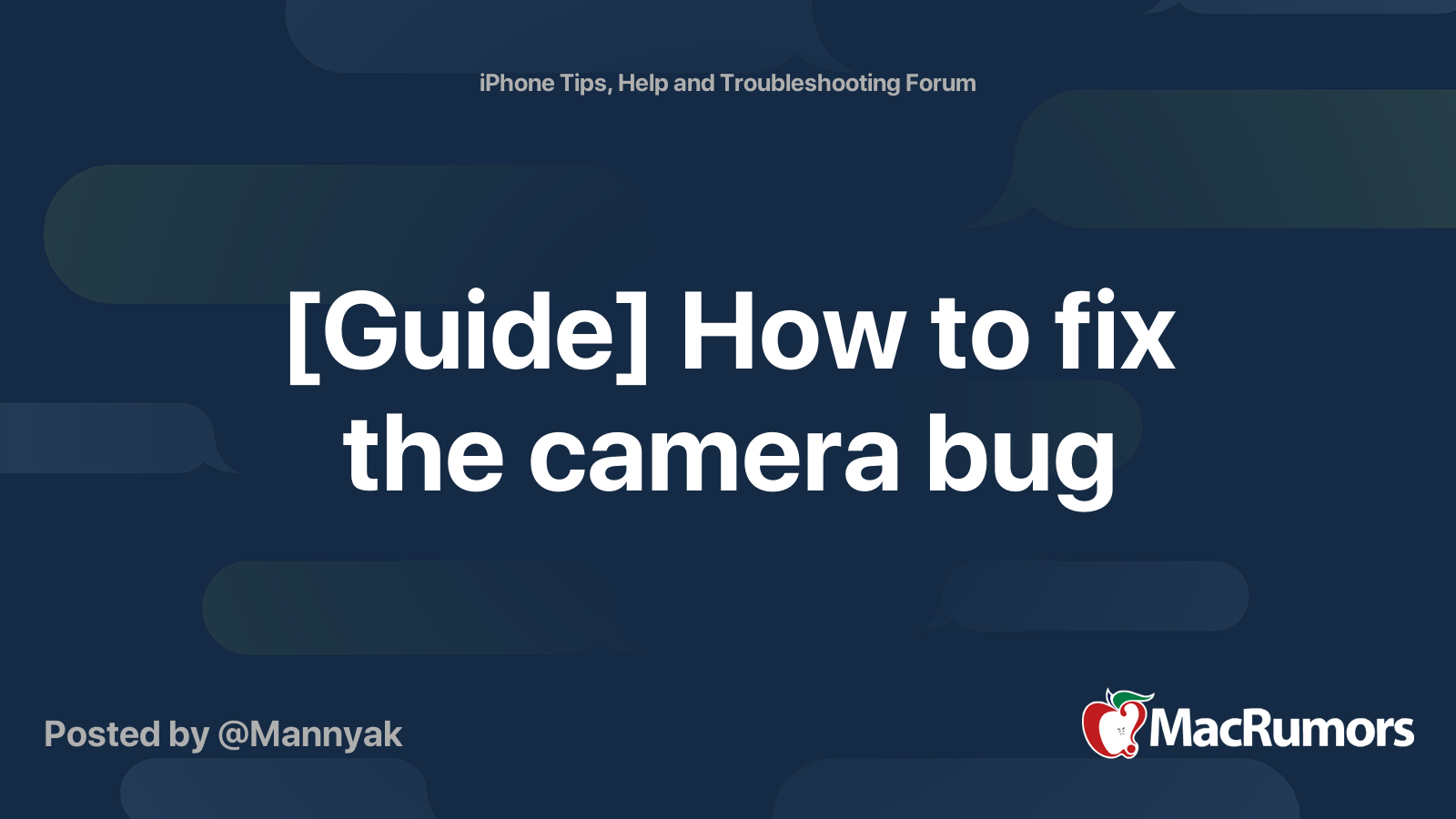 [Guide] How to fix the camera bug MacRumors Forums