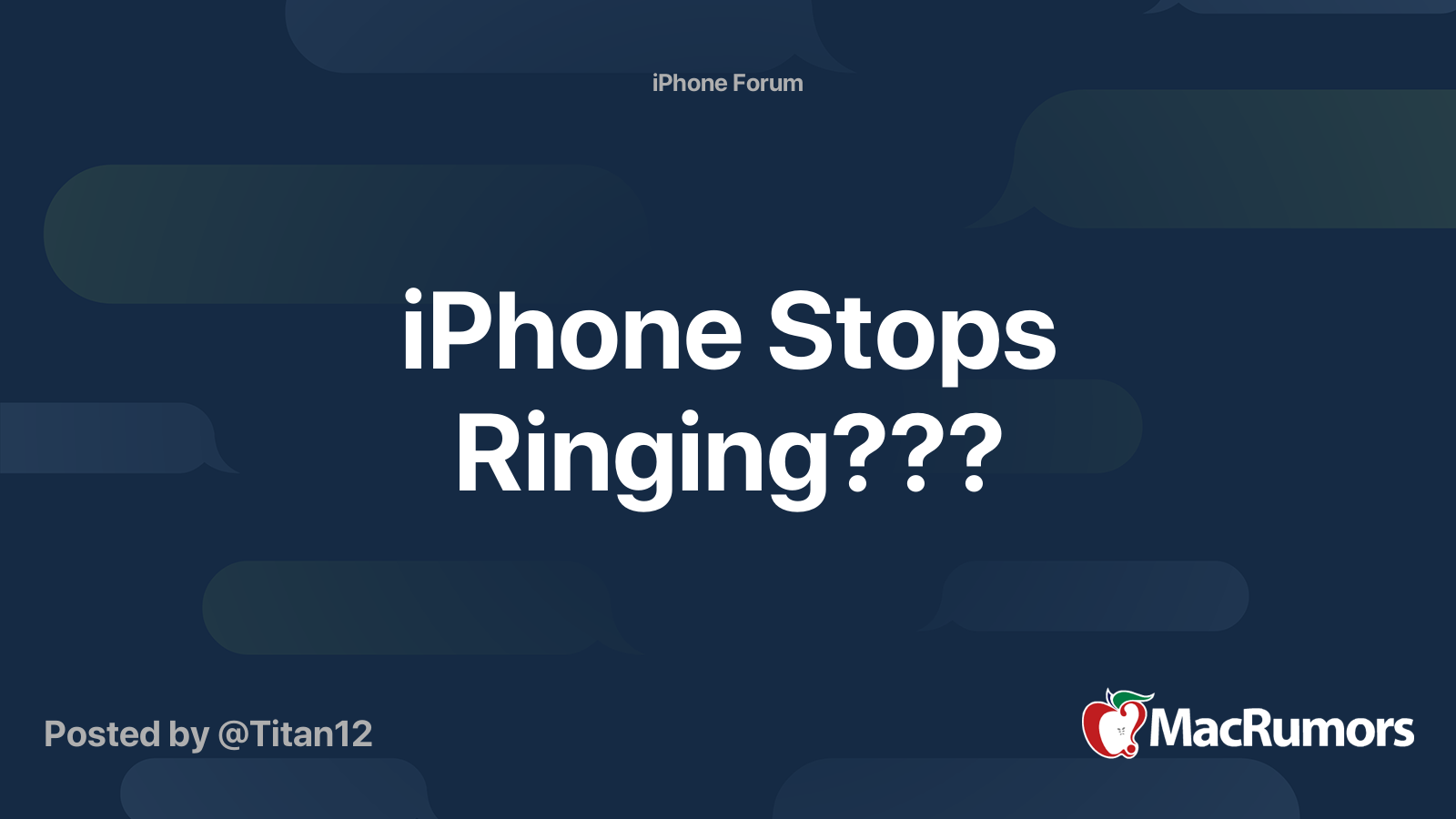 iPhone Stops Ringing??? MacRumors Forums