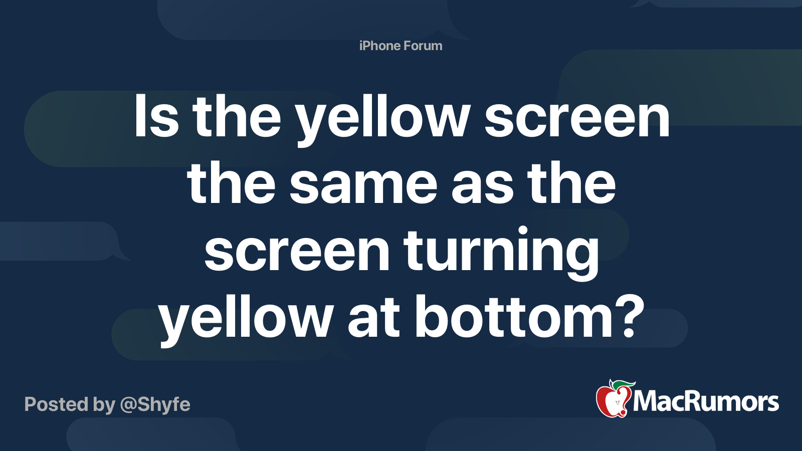 Is the yellow screen the same as the screen turning yellow at bottom? MacRumors Forums