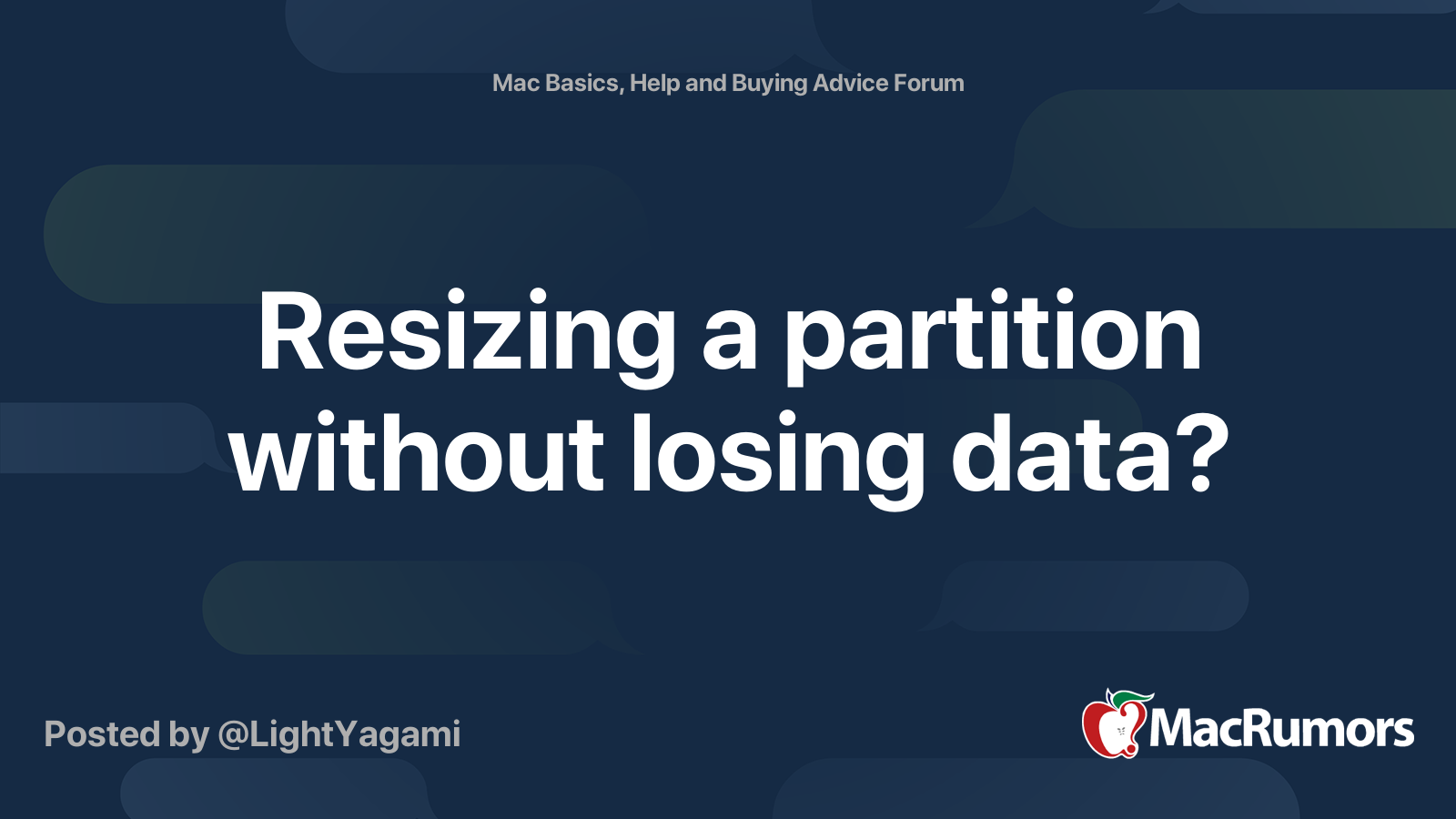 Resizing A Partition Without Losing Data MacRumors Forums