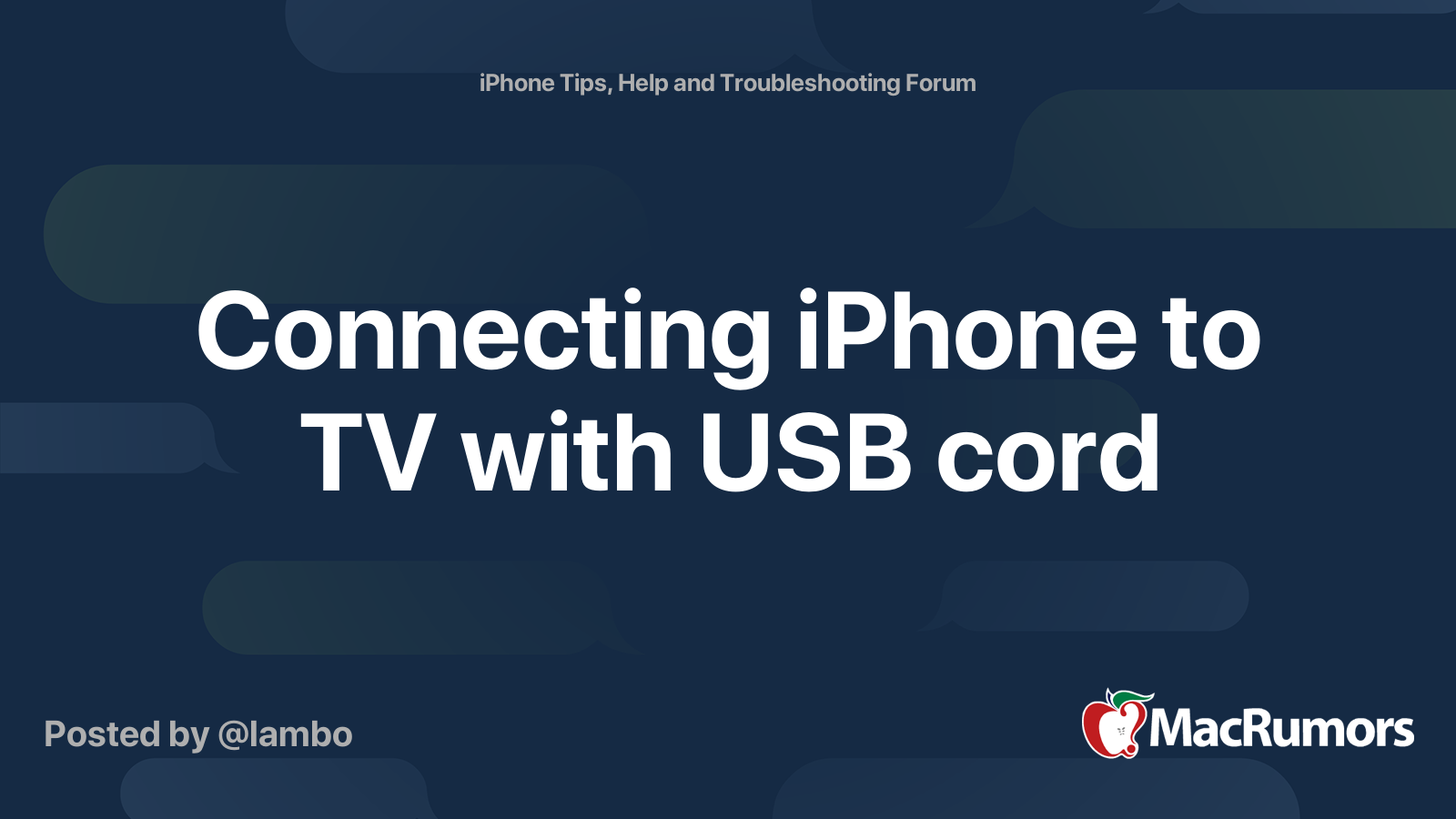 Connecting iPhone to TV with USB cord MacRumors Forums