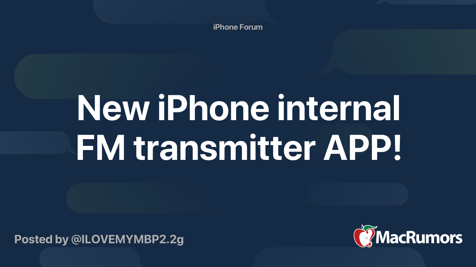 New iPhone internal FM transmitter APP! MacRumors Forums