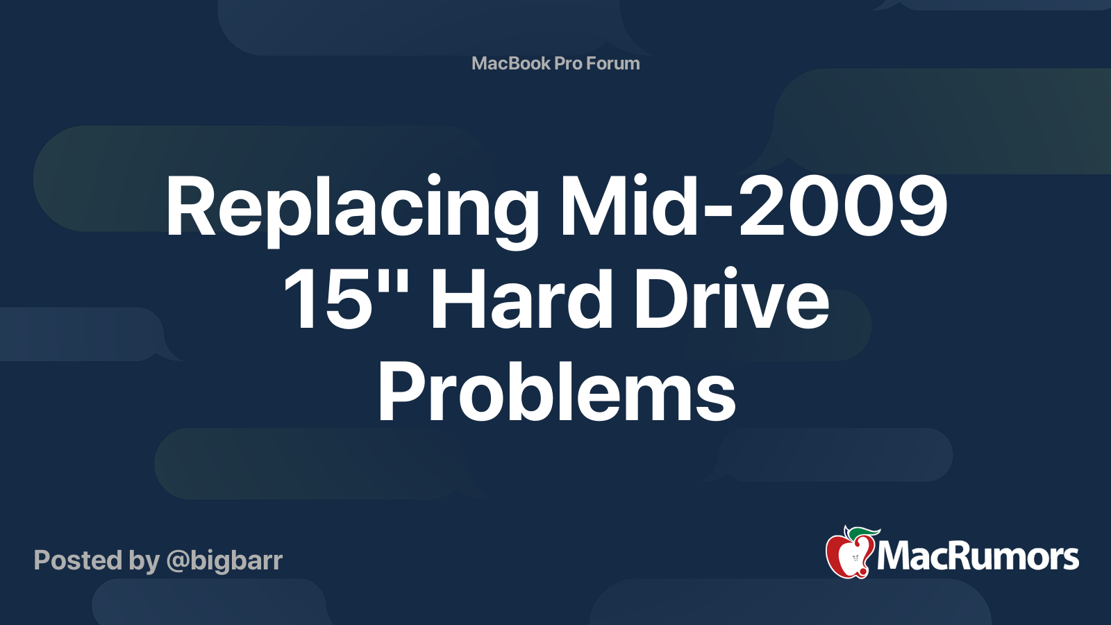 Replacing Mid-2009 15" Hard Drive Problems | MacRumors Forums