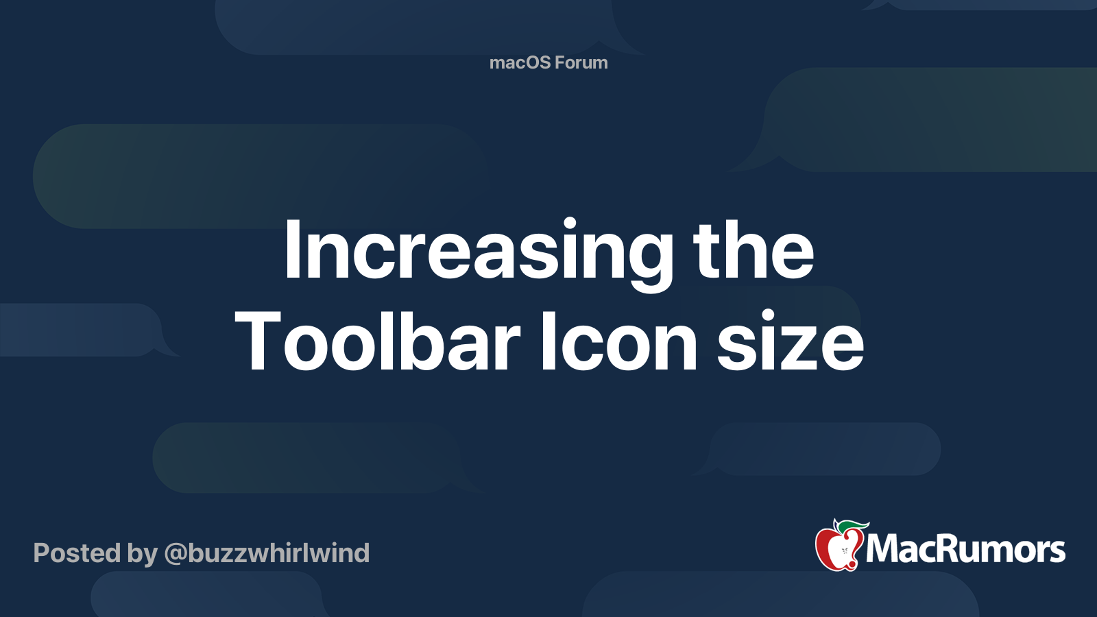 Increasing the Toolbar Icon size | MacRumors Forums