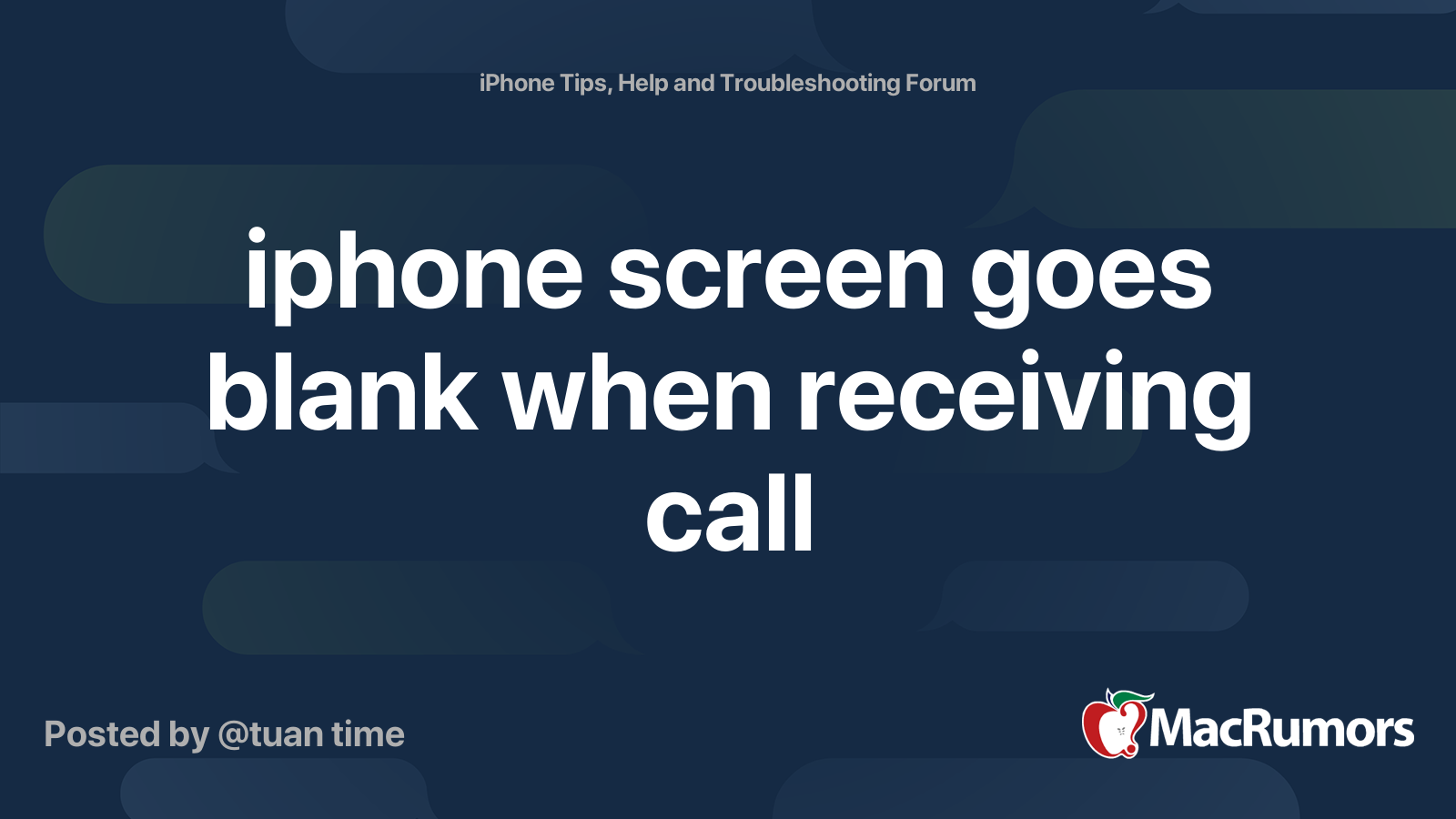 iphone screen goes blank when receiving call | MacRumors Forums