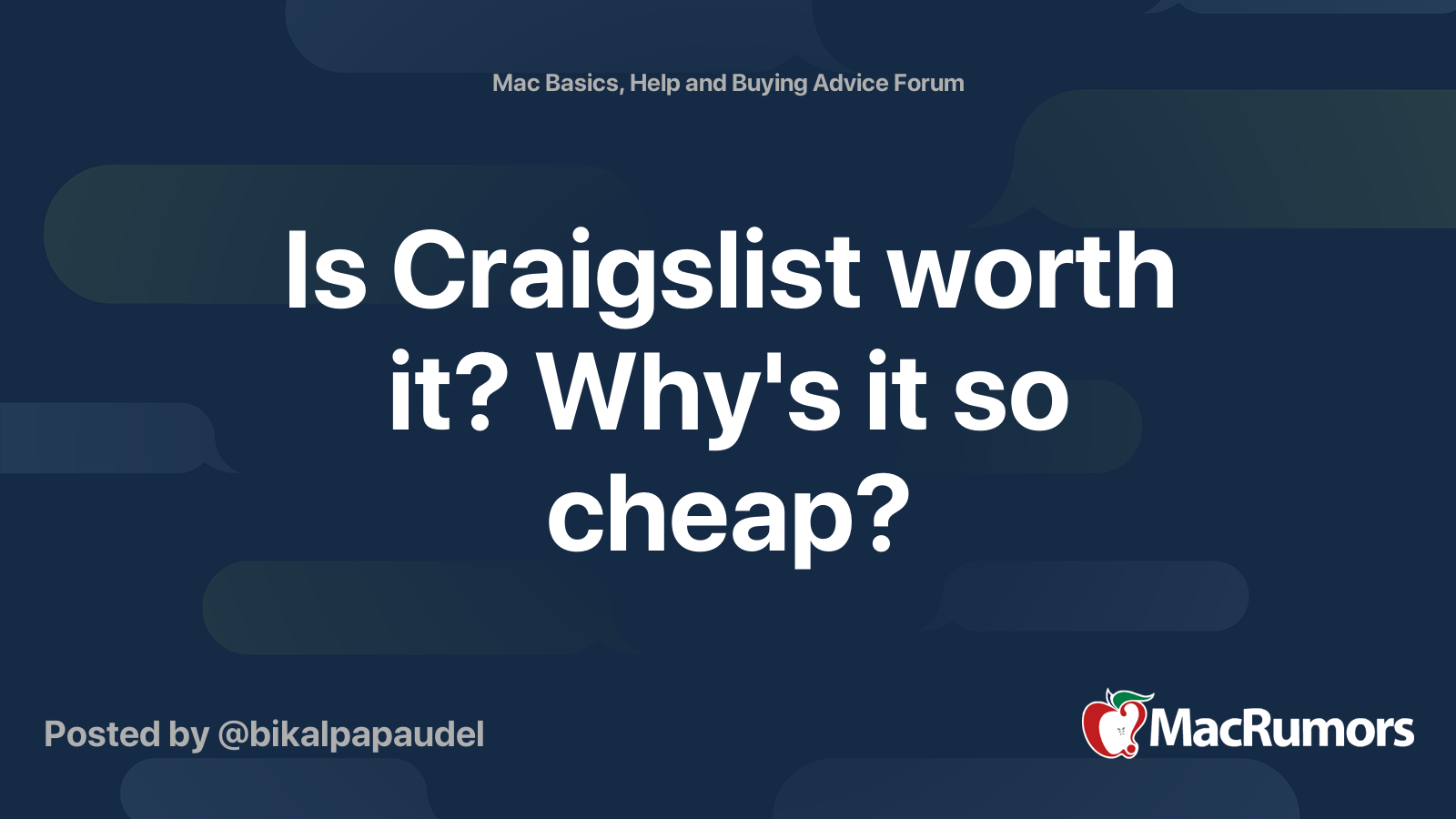 Is Craigslist worth it? Why's it so cheap? MacRumors Forums