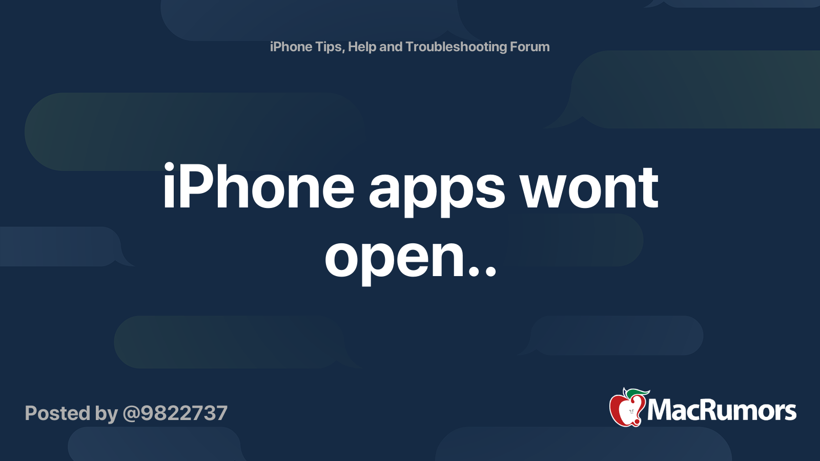 iPhone apps wont open.. MacRumors Forums