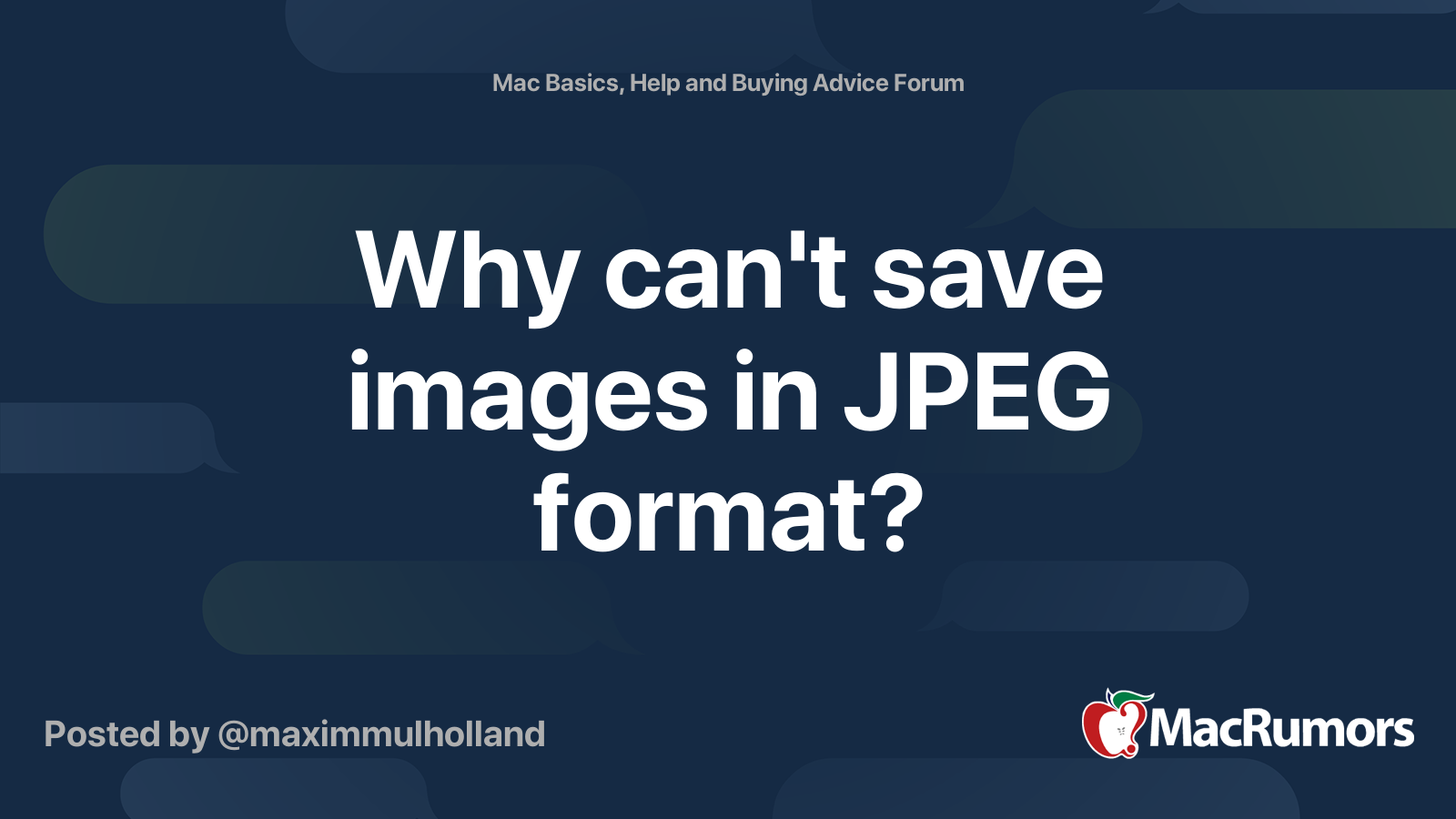 Why can't save images in JPEG format? | MacRumors Forums