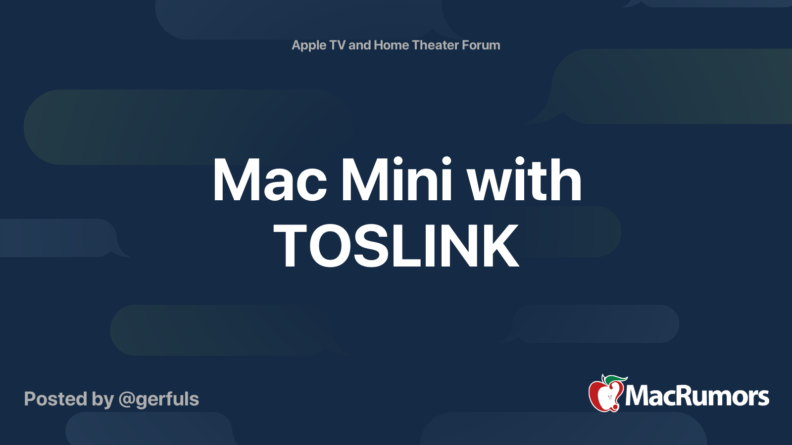 Mac Mini with TOSLINK | MacRumors Forums