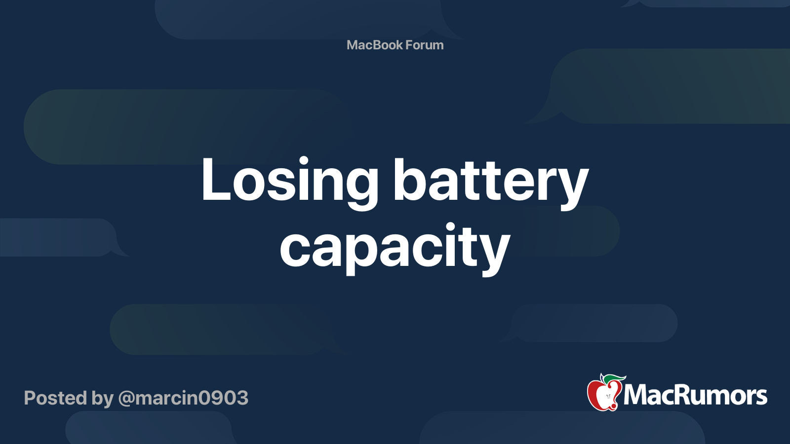 Losing battery capacity MacRumors Forums