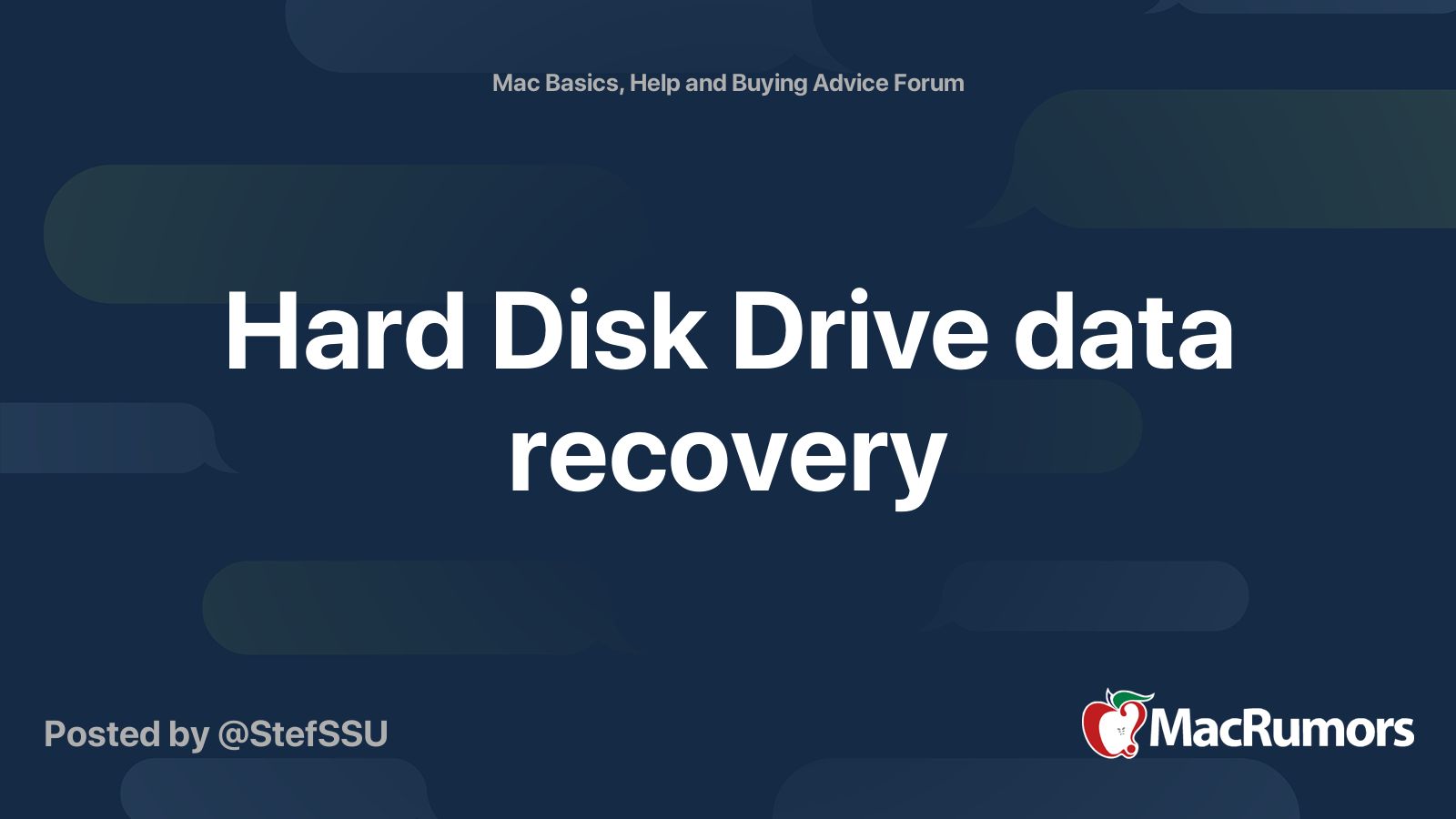 Hard Disk Drive data recovery | MacRumors Forums