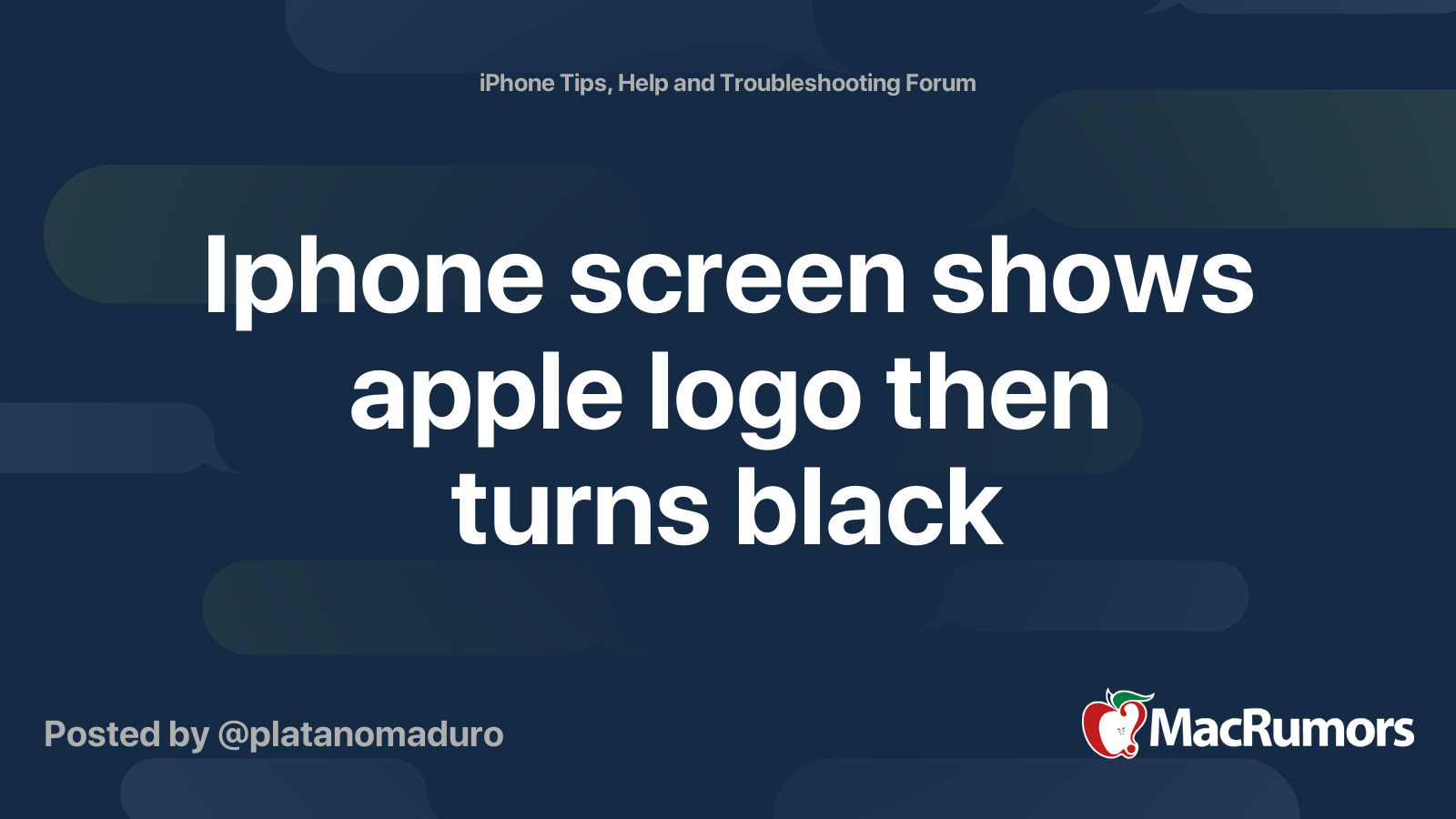 Iphone screen shows apple logo then turns black | MacRumors Forums