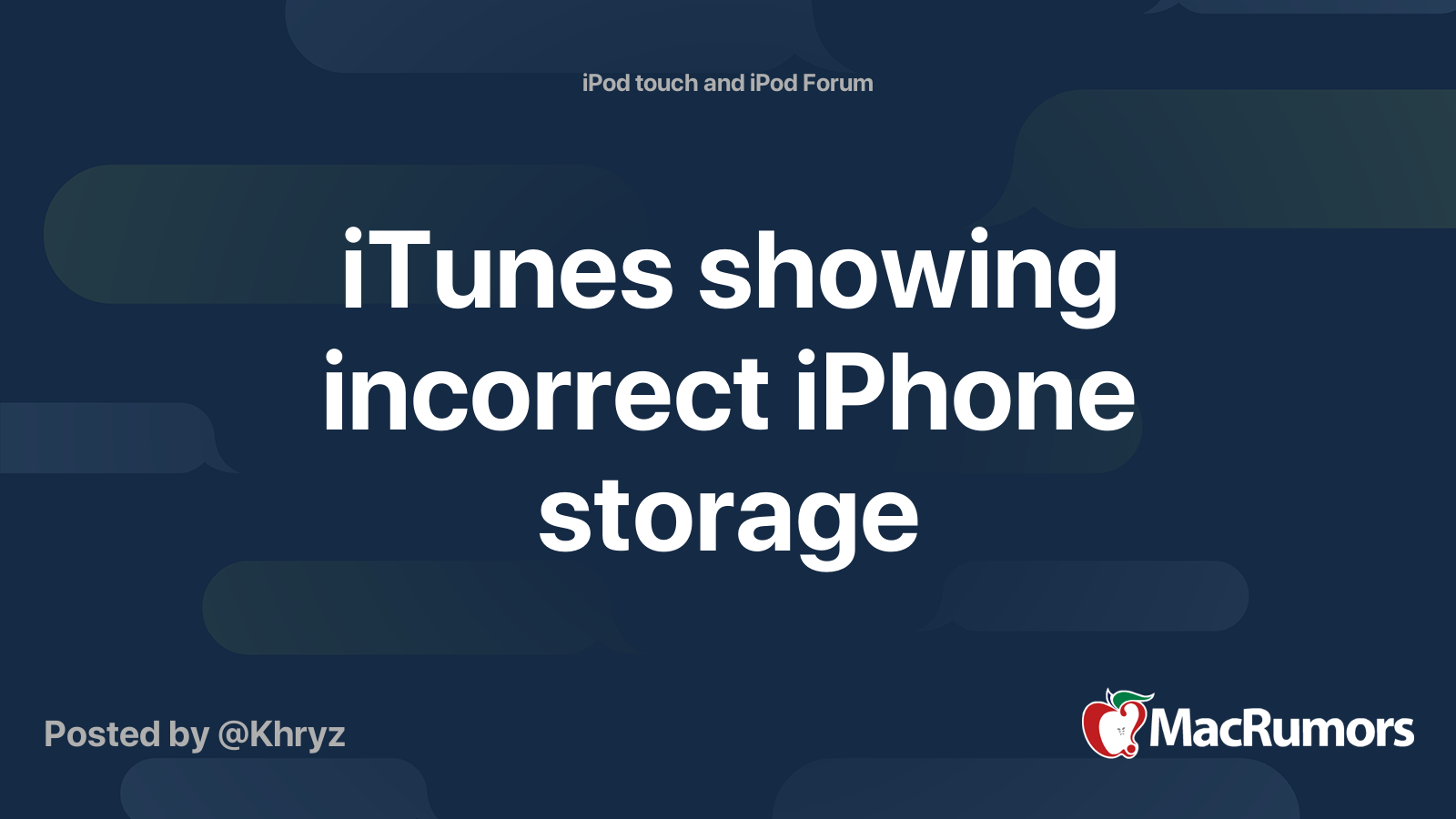 iTunes showing incorrect iPhone storage MacRumors Forums