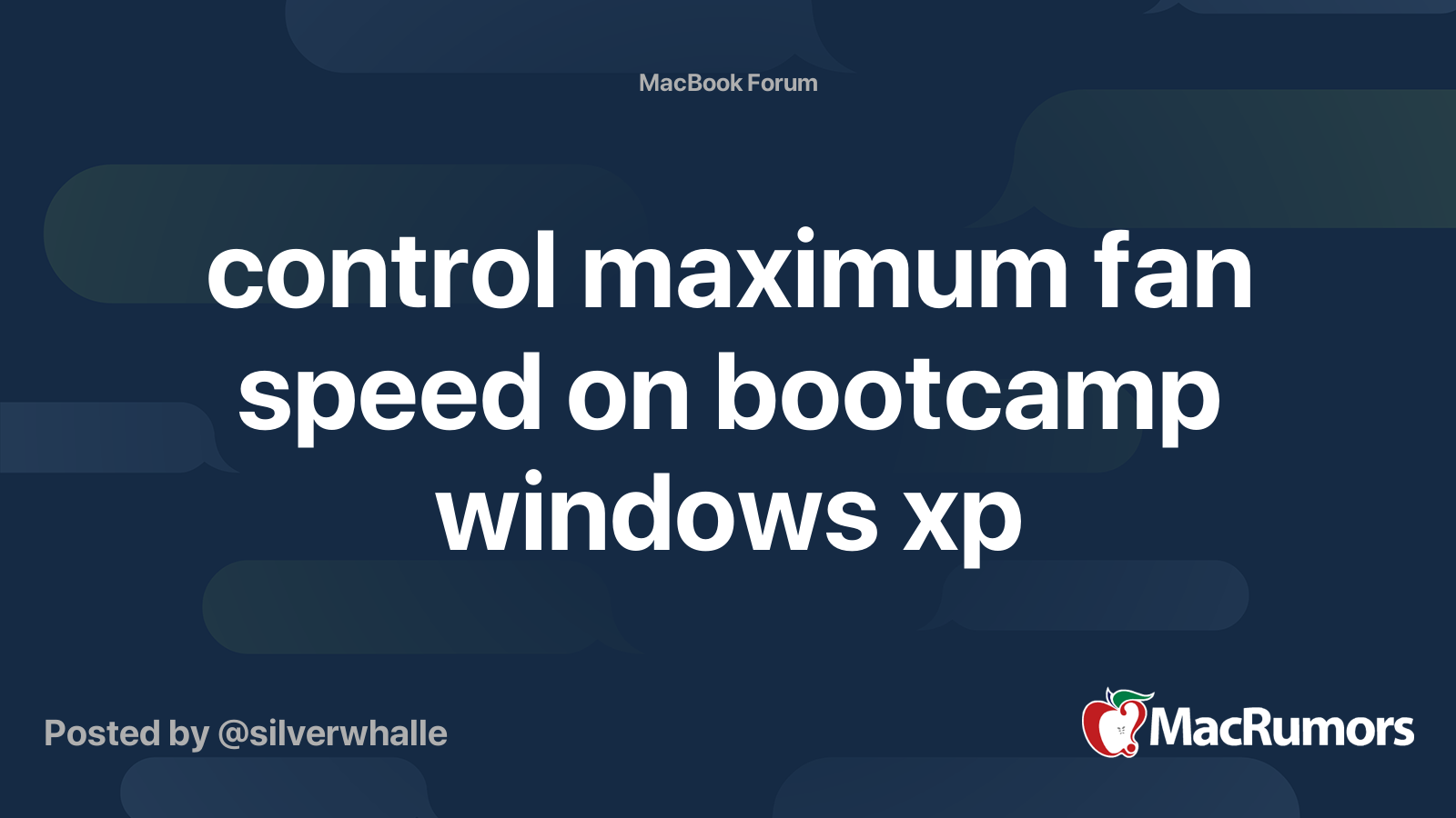control maximum fan speed on bootcamp windows xp MacRumors Forums