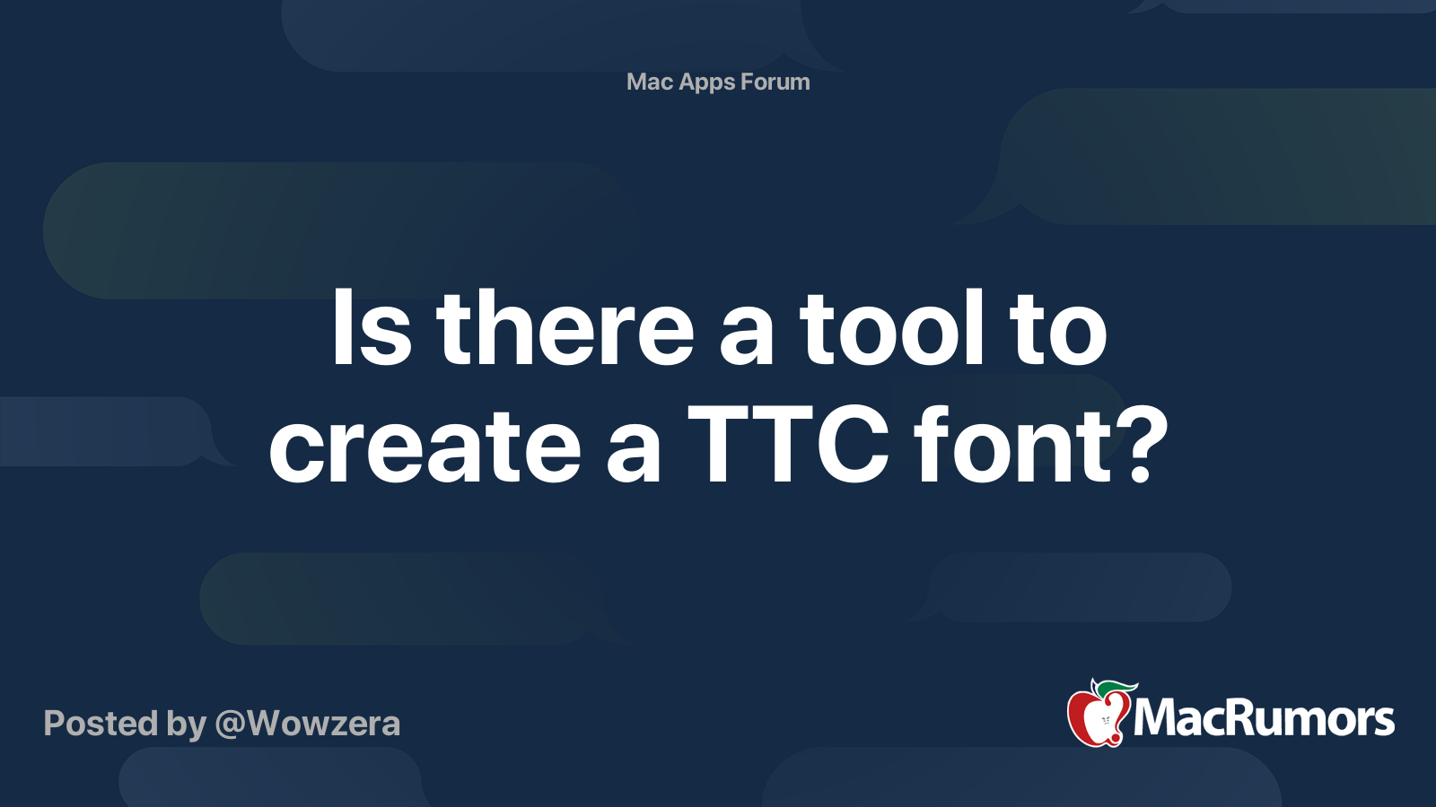 Is there a tool to create a TTC font? MacRumors Forums