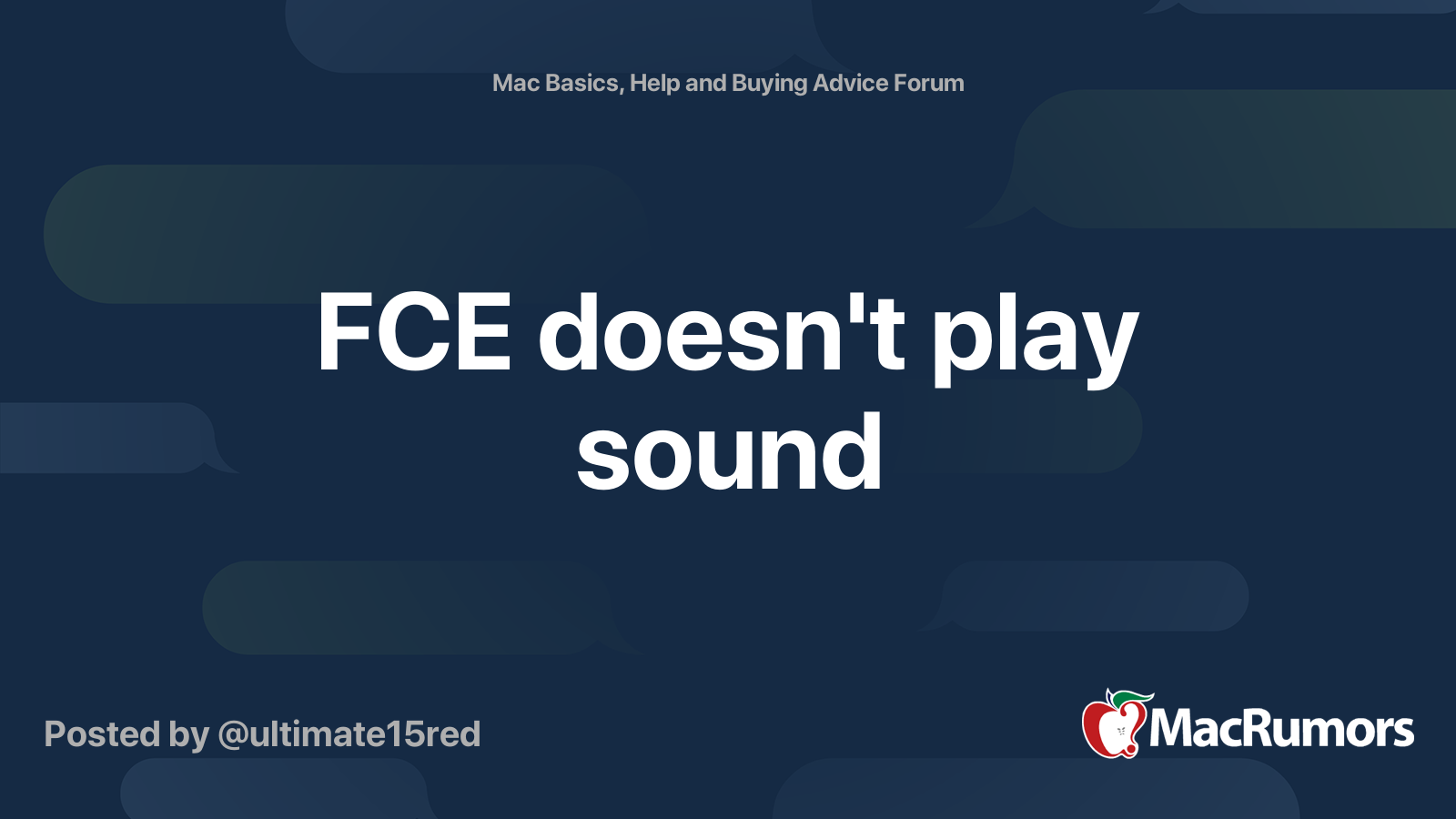 Fce Doesn T Play Sound Macrumors Forums