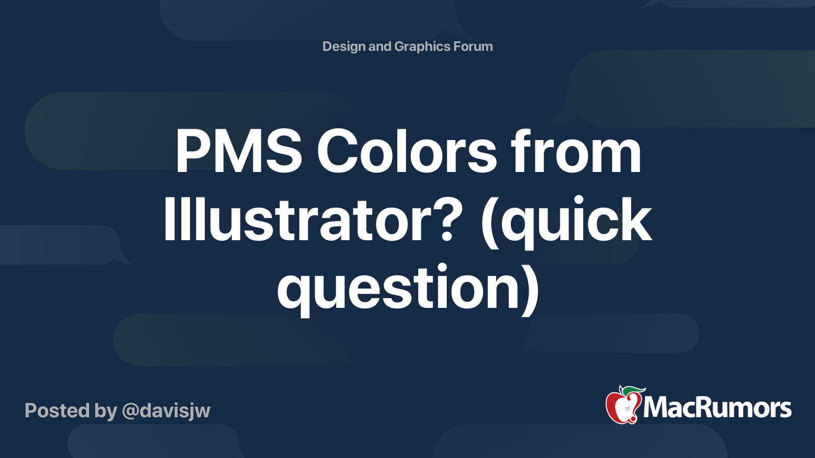 PMS Colors From Illustrator quick Question MacRumors Forums
