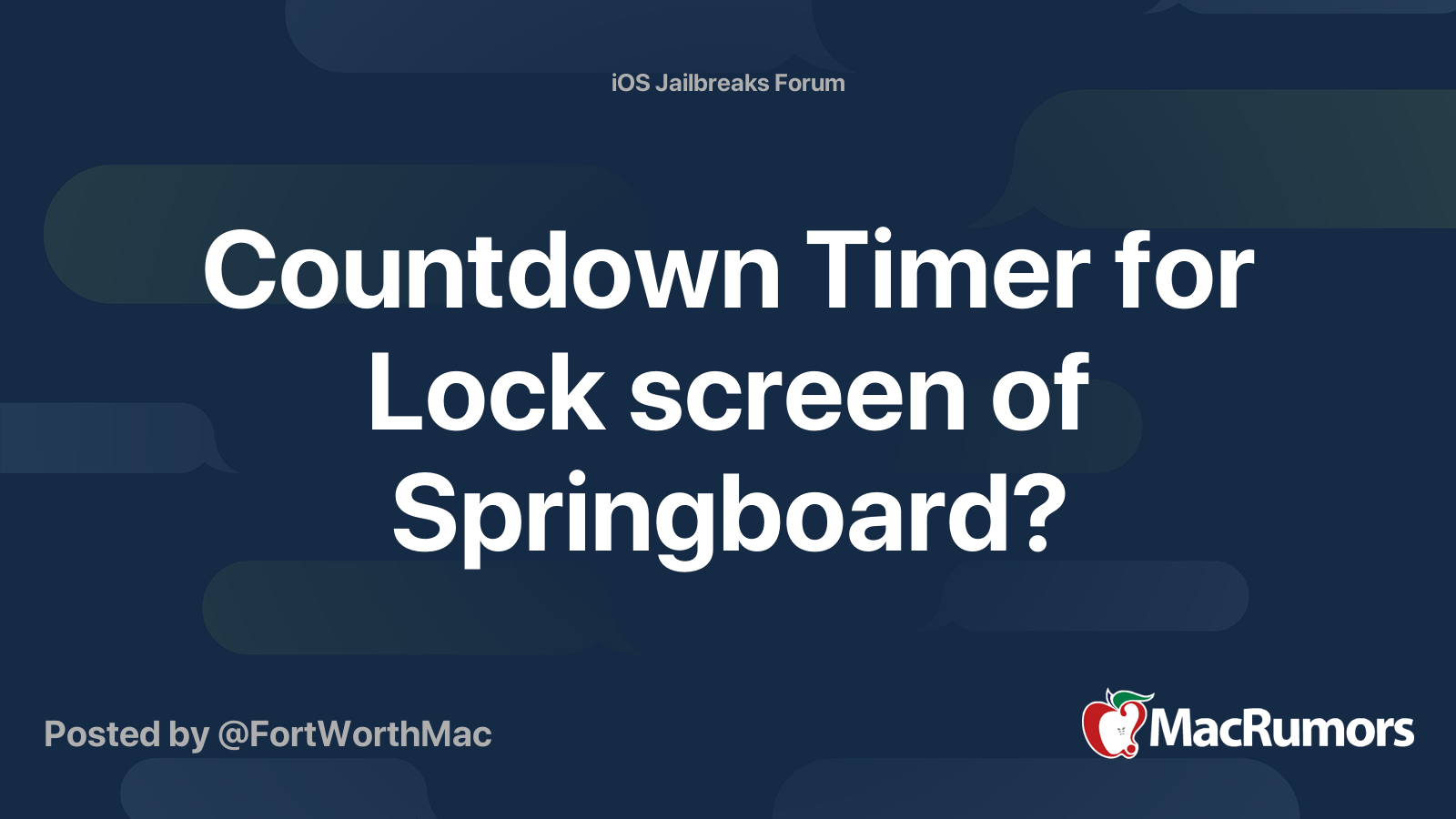 Countdown Timer for Lock screen of Springboard? MacRumors Forums