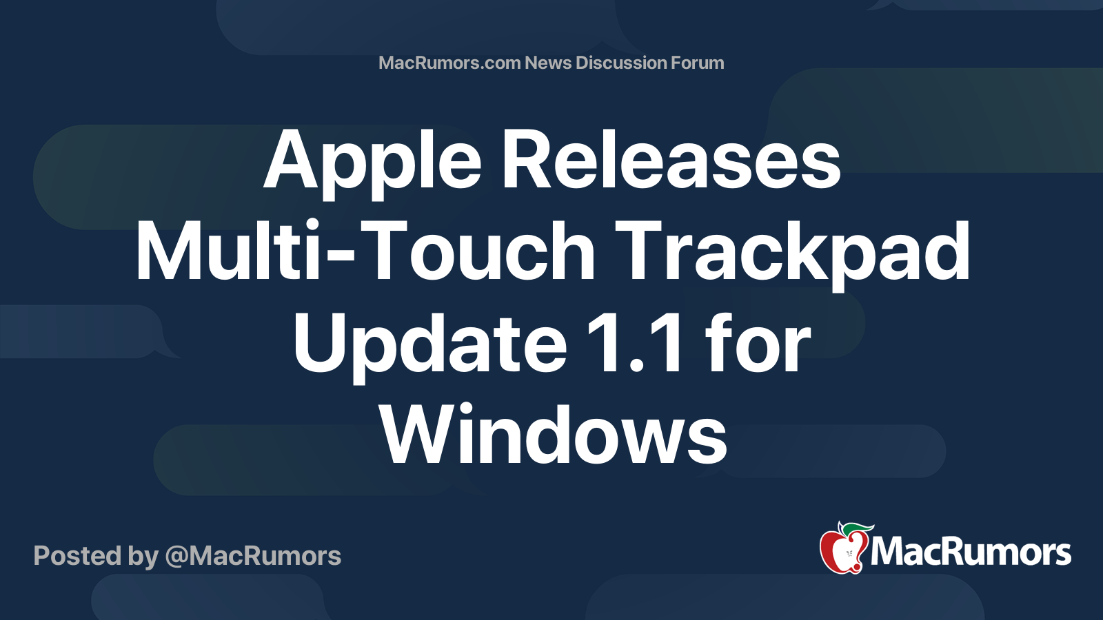 Apple Releases MultiTouch Trackpad Update 1.1 for Windows MacRumors Forums