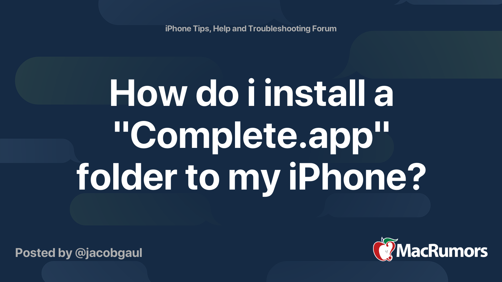 How do i install a "Complete.app" folder to my iPhone? | MacRumors Forums