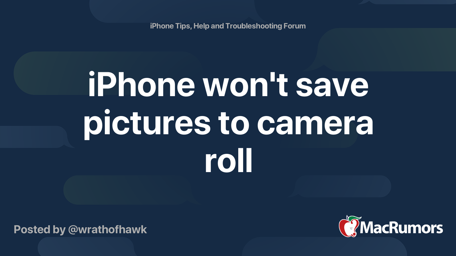 iPhone won't save pictures to camera roll MacRumors Forums