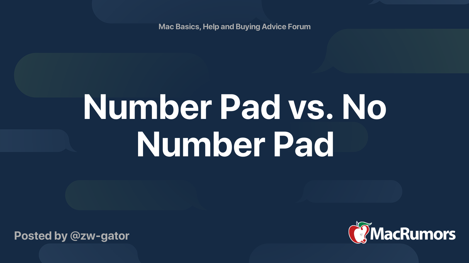 Number Pad vs. No Number Pad MacRumors Forums