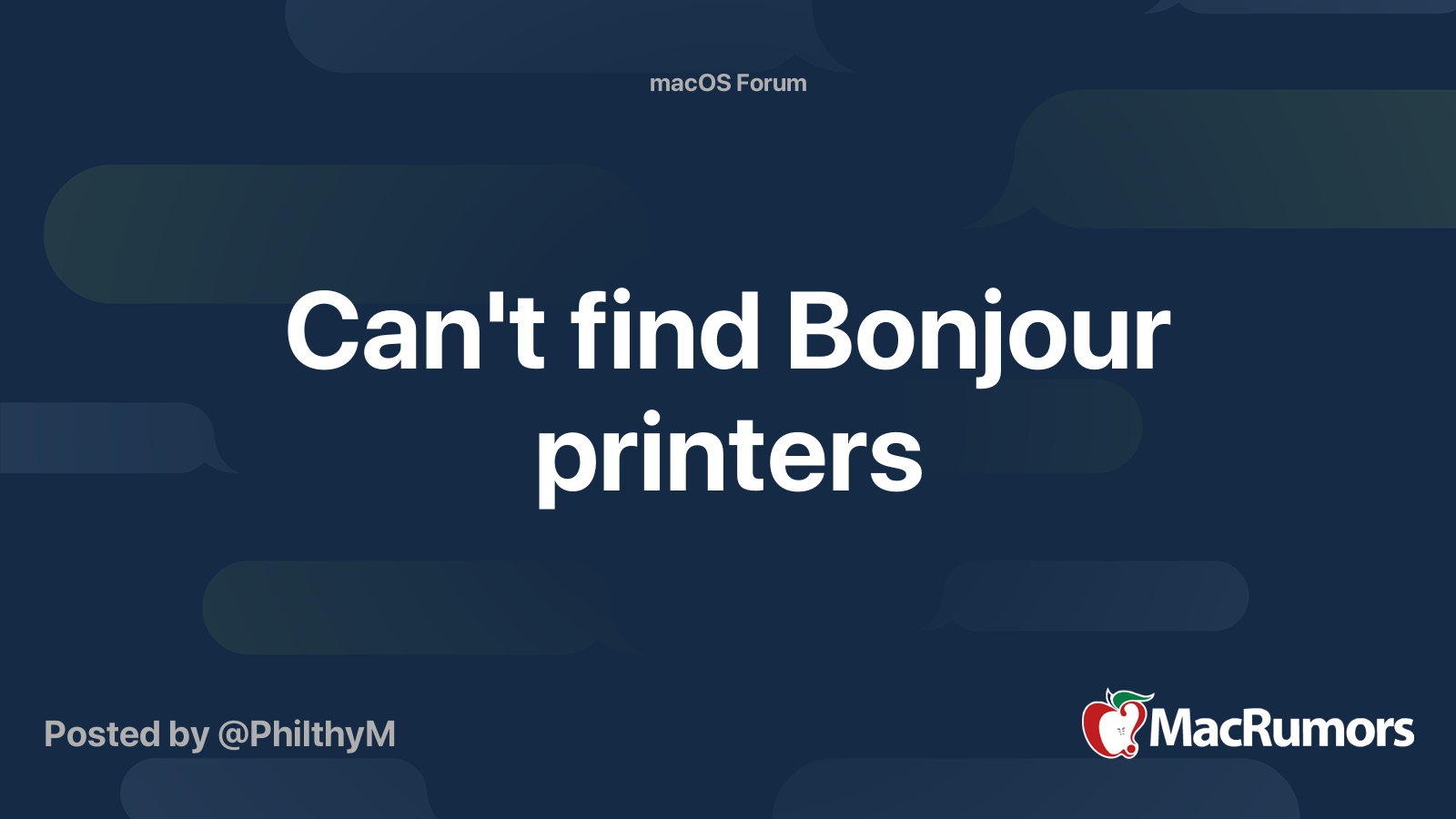 Can T Find Bonjour Printers Macrumors Forums