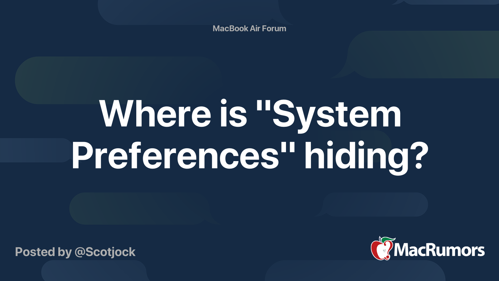 Where Is System Preferences Hiding MacRumors Forums