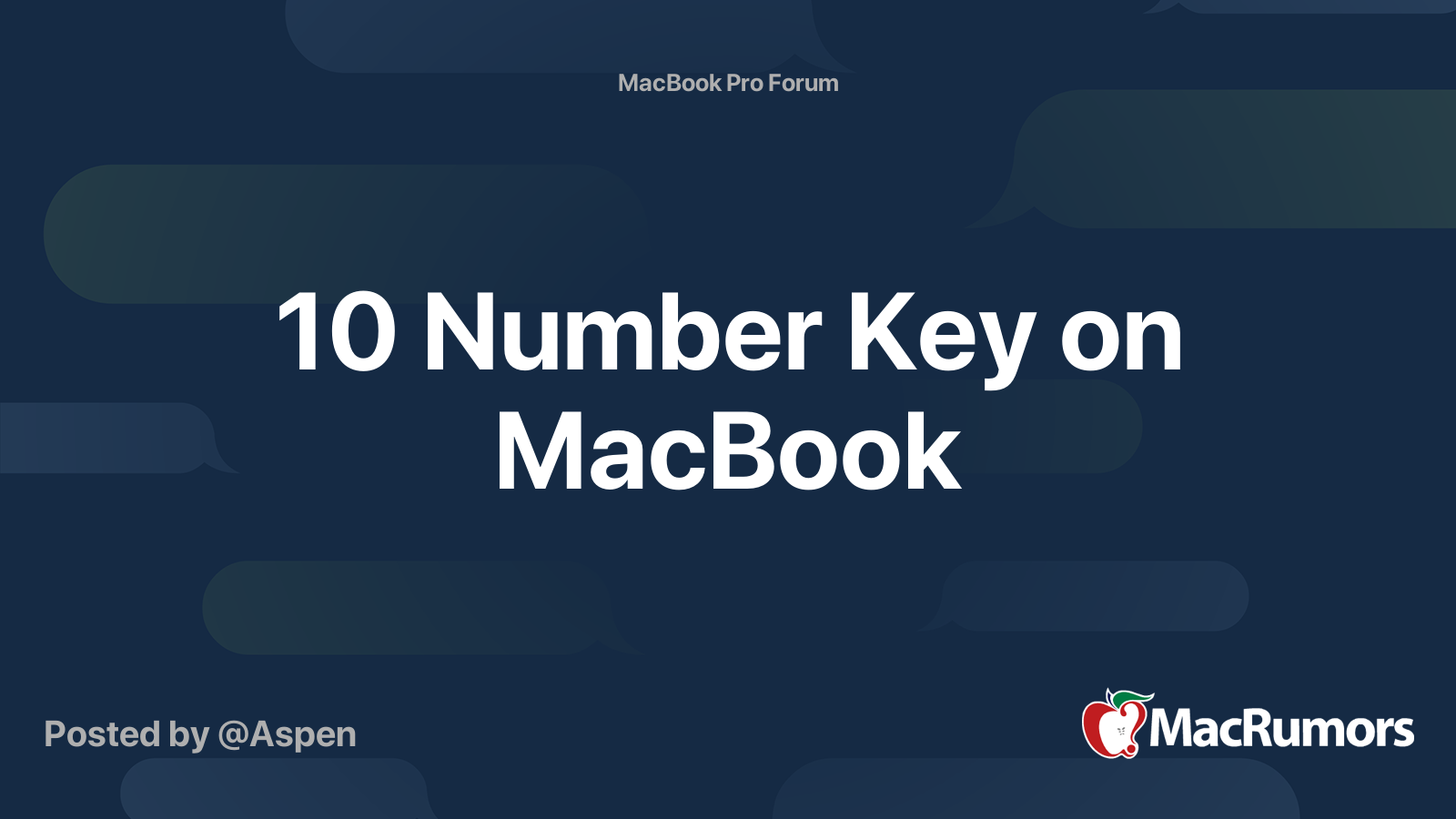 10 Number Key on MacBook | MacRumors Forums