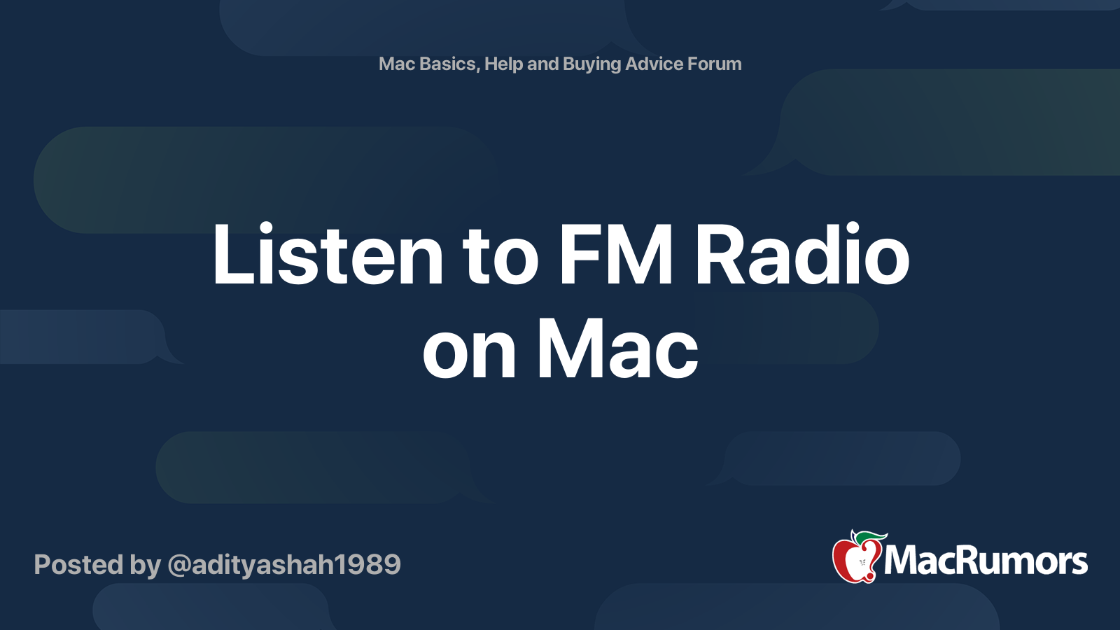 Listen to FM Radio on Mac MacRumors Forums