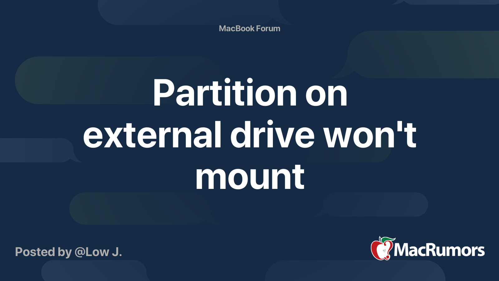 Partition on external drive won't mount MacRumors Forums