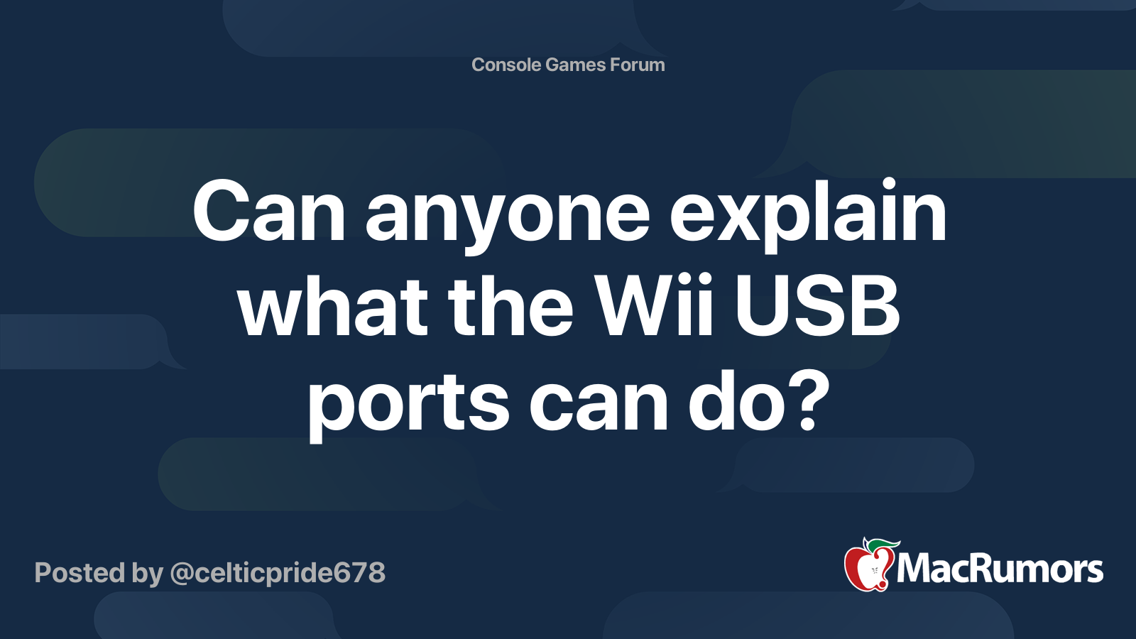 Can anyone explain what the Wii USB ports can do? MacRumors Forums