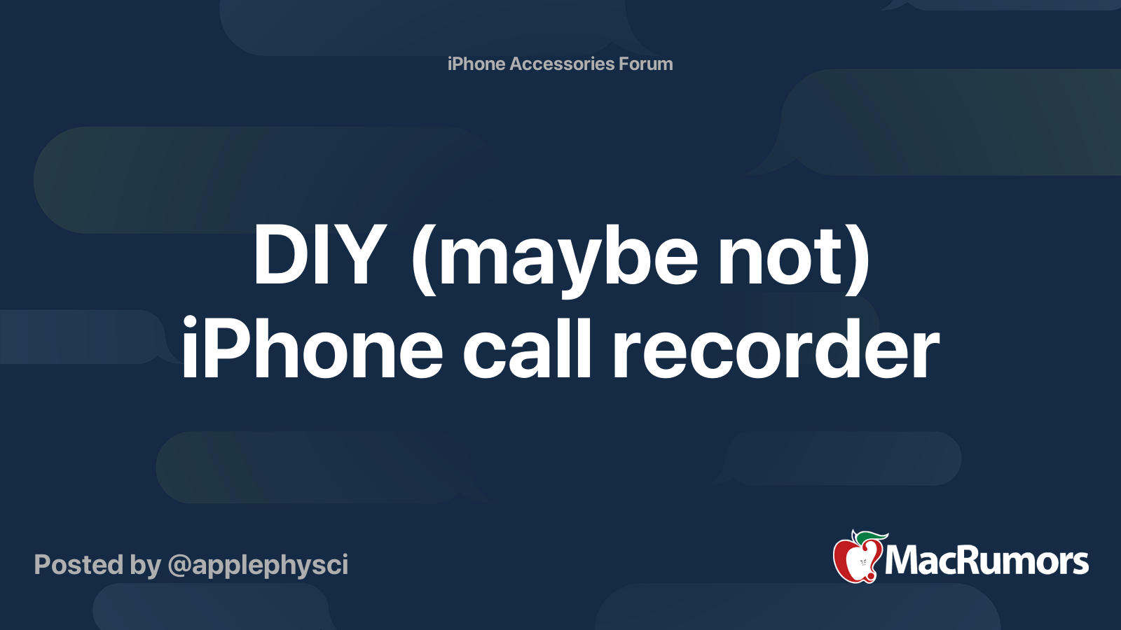 DIY (maybe not) iPhone call recorder MacRumors Forums