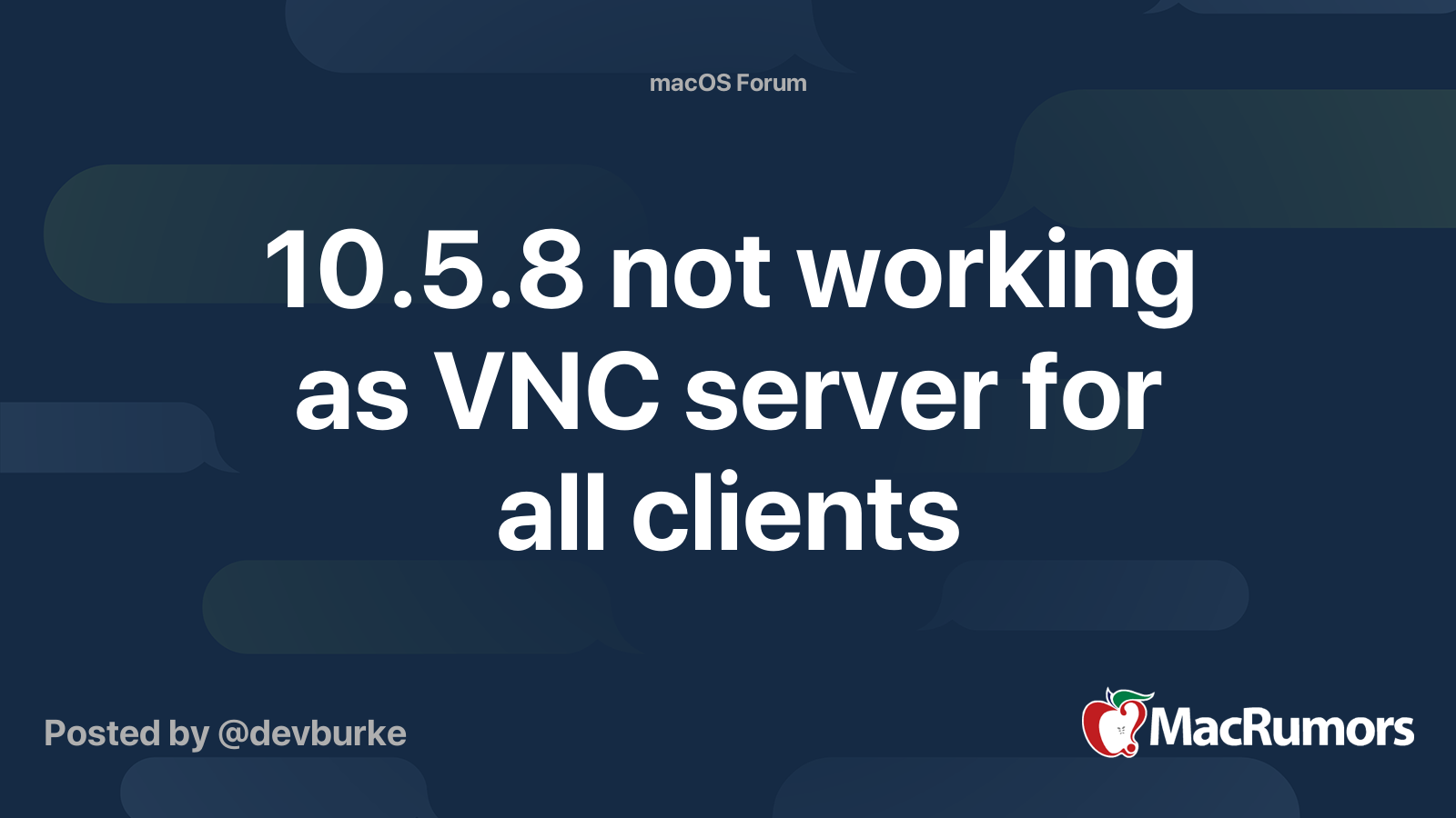 10.5.8 not working as VNC server for all clients | MacRumors Forums