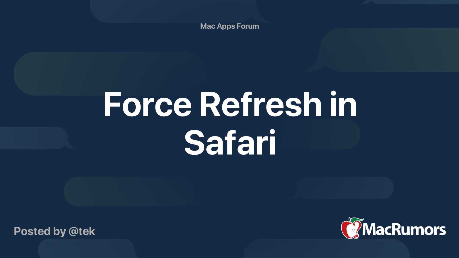 Force Refresh in Safari | MacRumors Forums