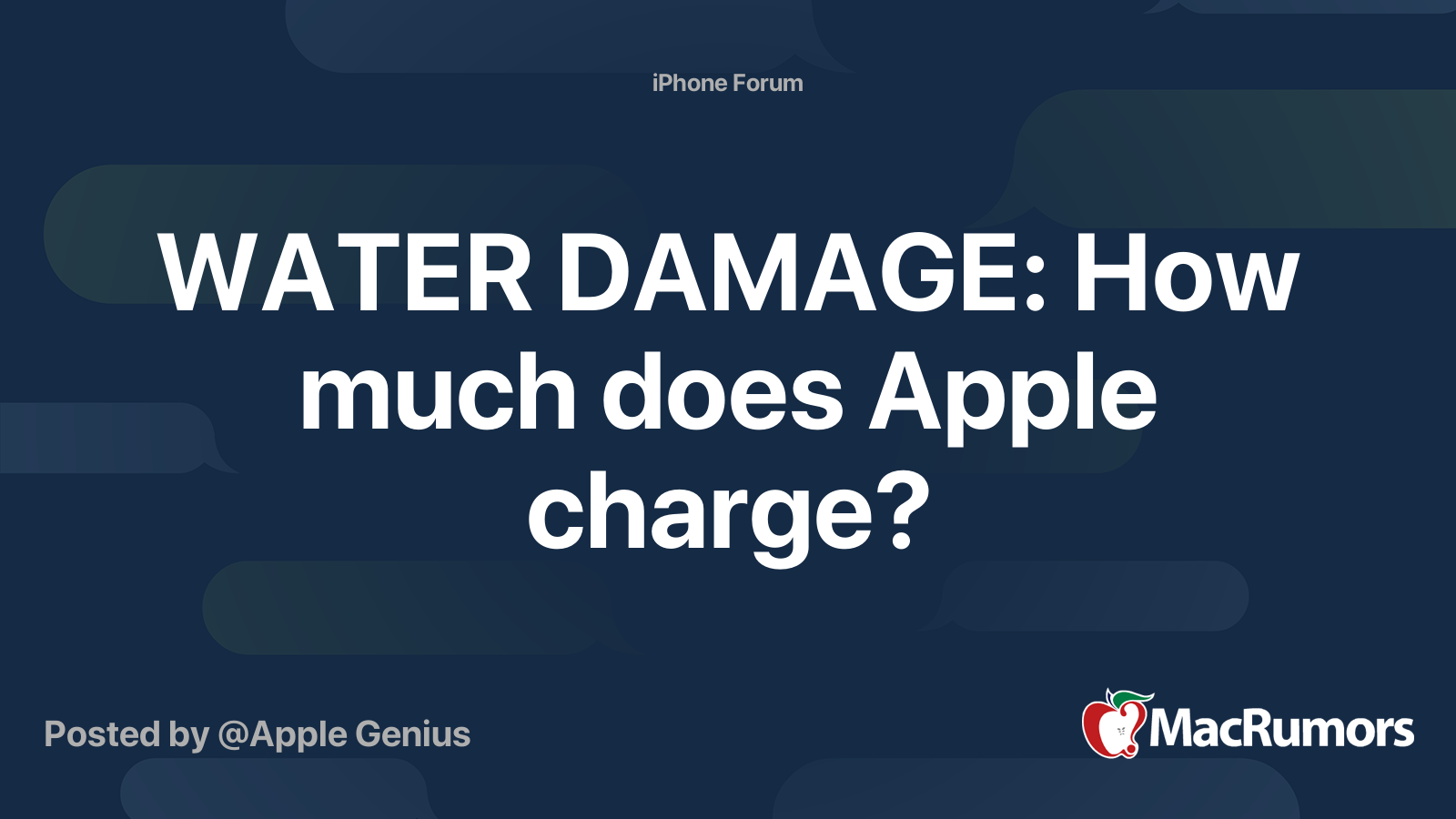 WATER DAMAGE How much does Apple charge? MacRumors Forums