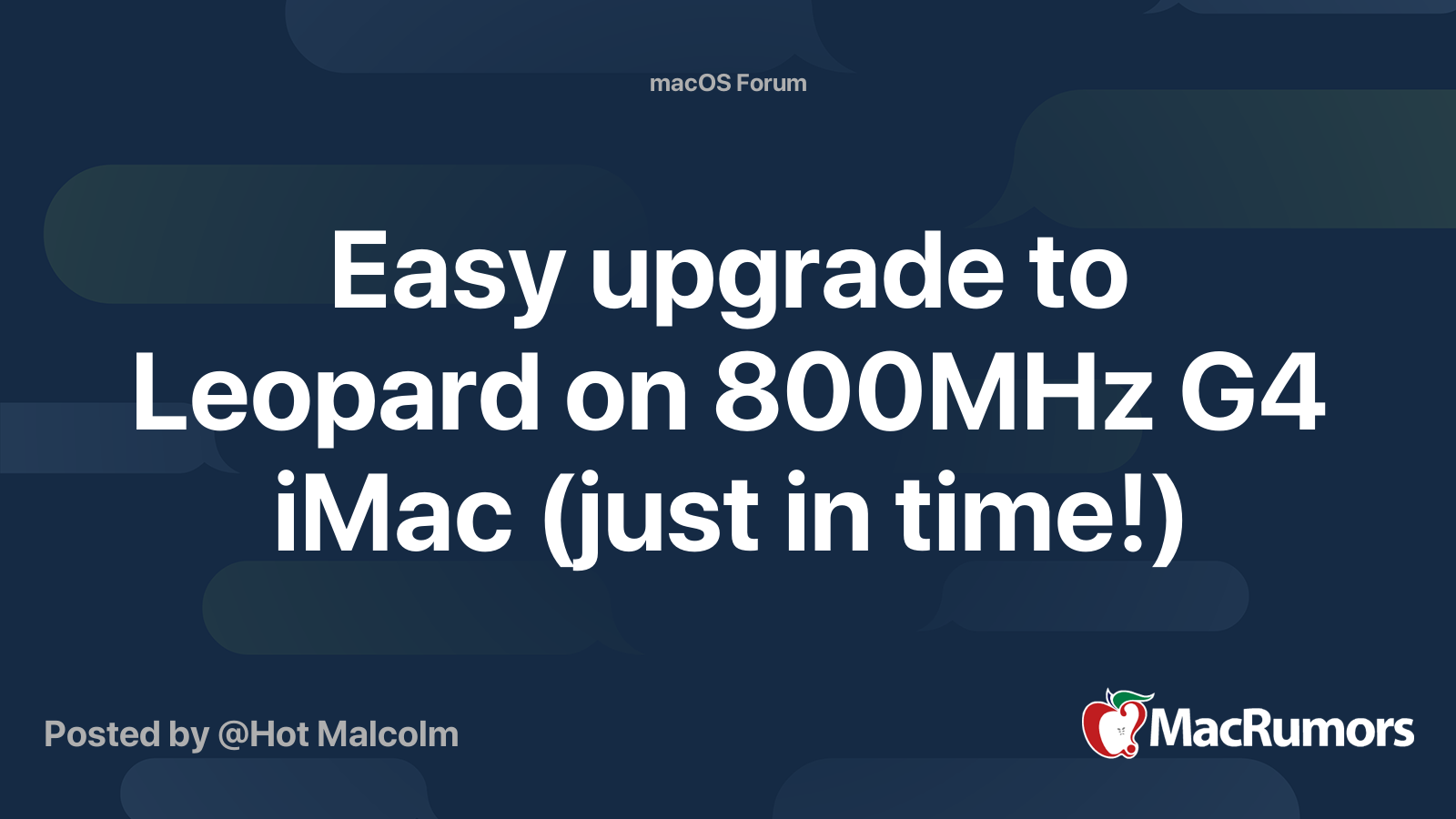Easy upgrade to Leopard on 800MHz G4 iMac (just in time!) | MacRumors ...