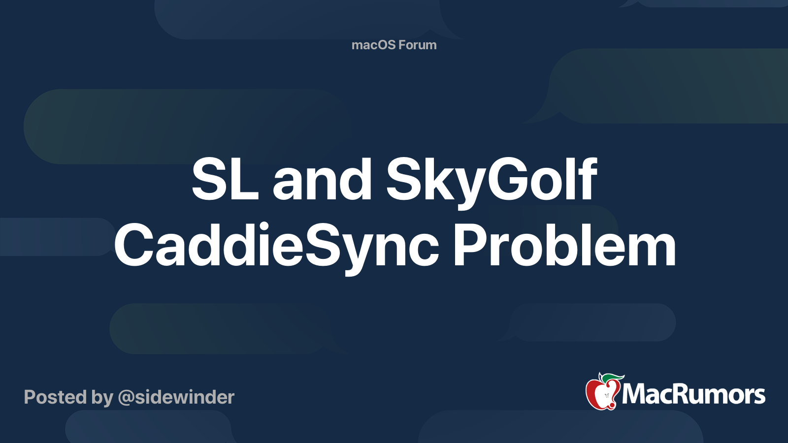 SL and SkyGolf CaddieSync Problem MacRumors Forums
