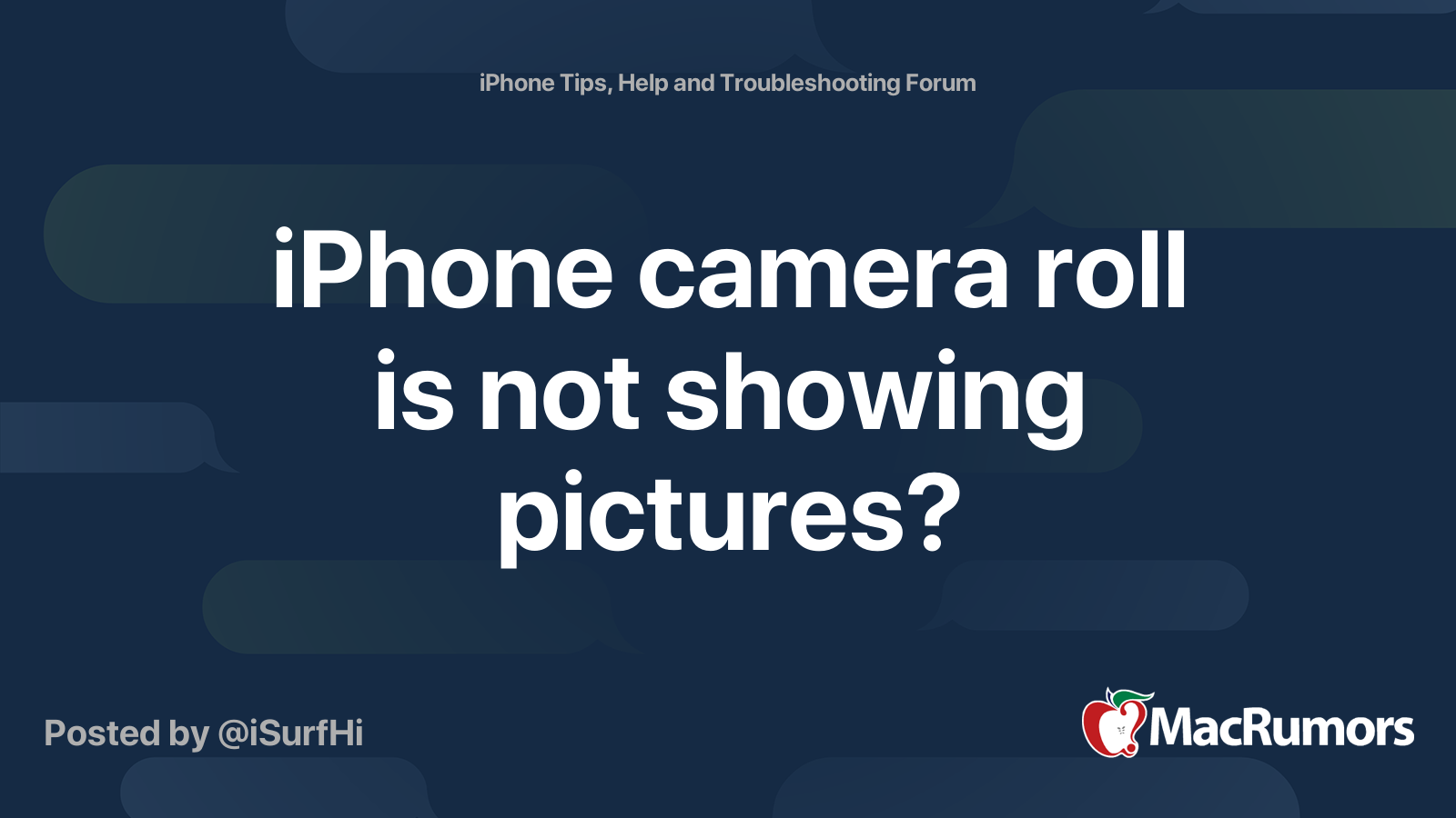 iPhone camera roll is not showing pictures? MacRumors Forums