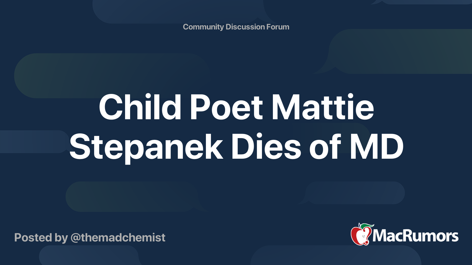 Child Poet Mattie Stepanek Dies of MD MacRumors Forums(02)