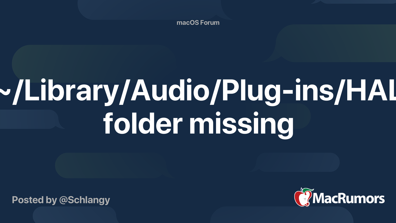 /Library/Audio/Plugins/HAL folder missing MacRumors Forums