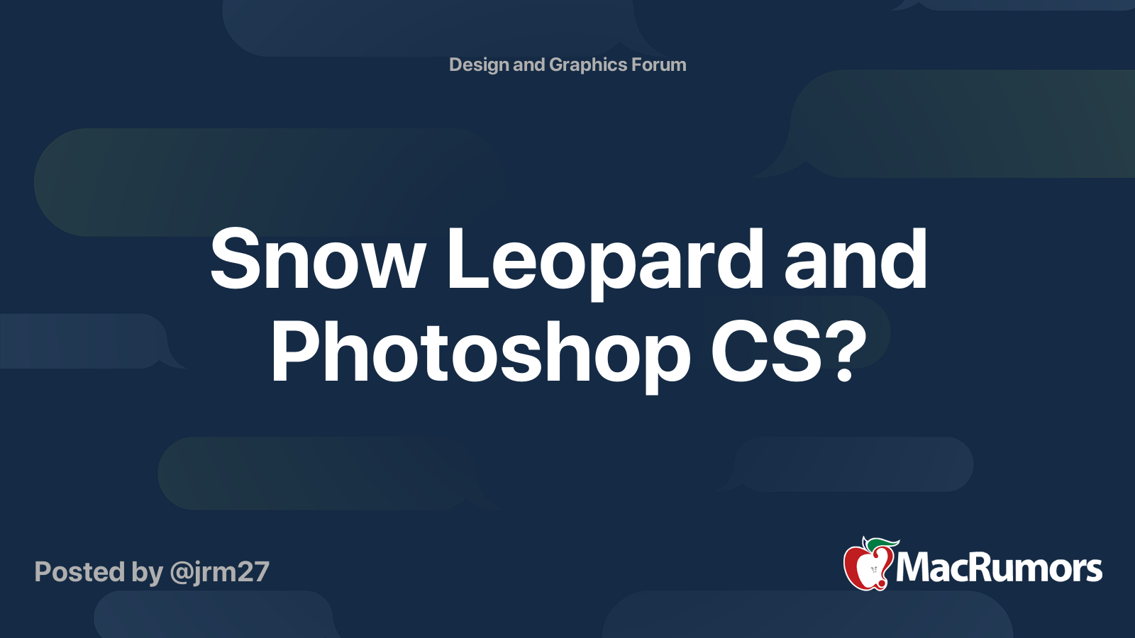 Snow Leopard and Photoshop CS? | MacRumors Forums