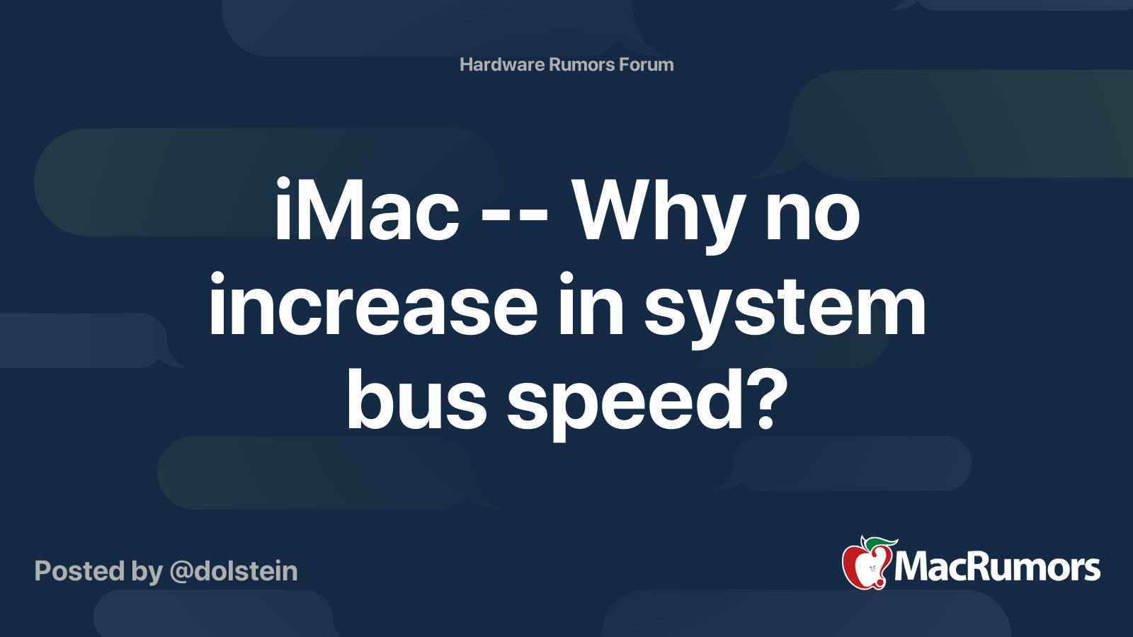 iMac Why no increase in system bus speed? MacRumors Forums