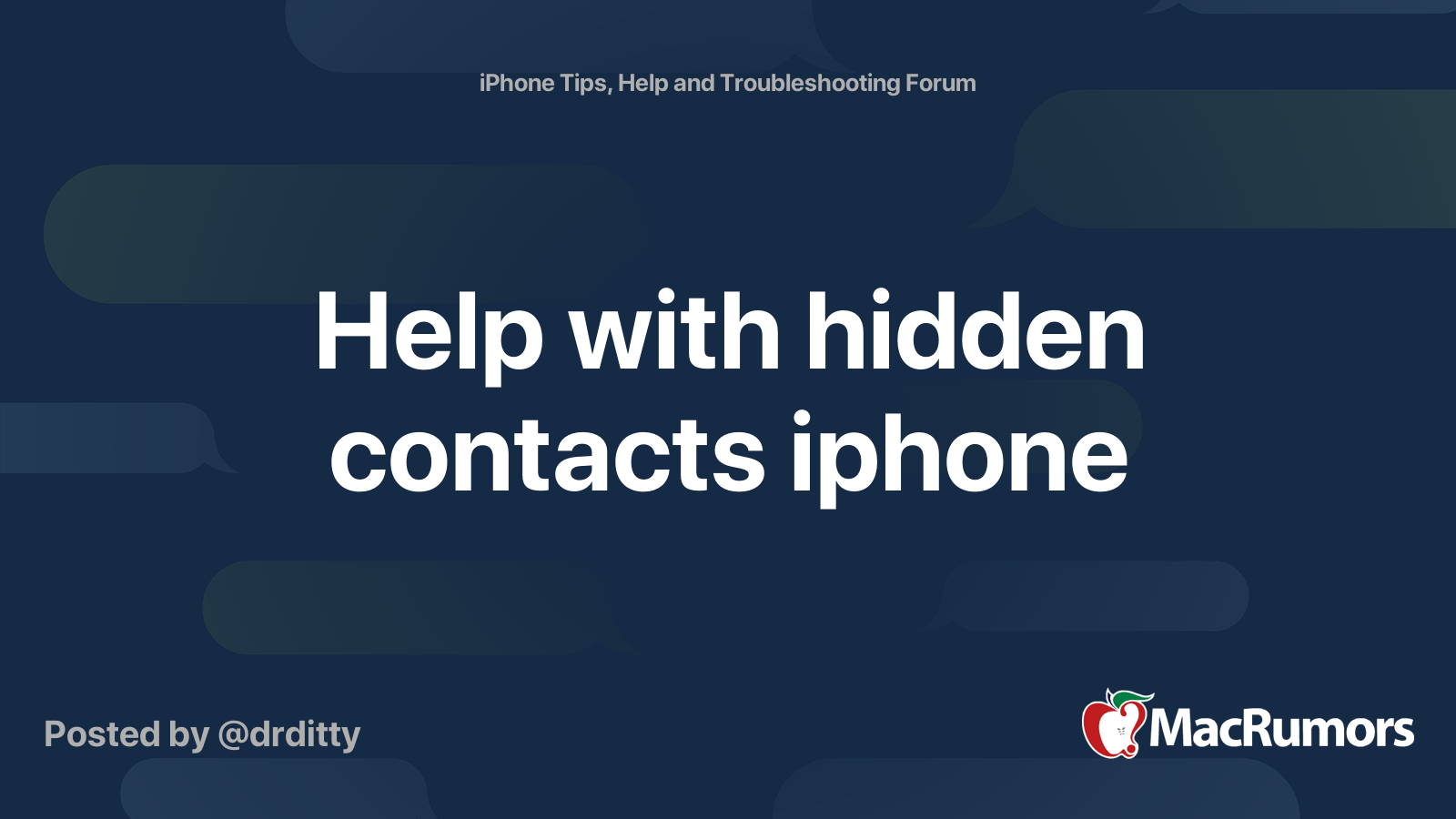 Help with hidden contacts iphone | MacRumors Forums