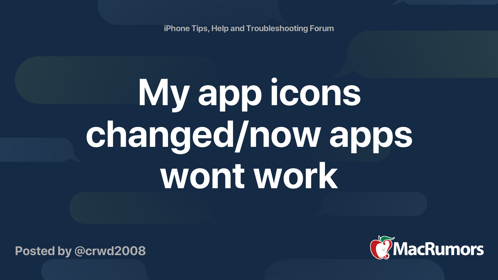 My app icons changed/now apps wont work MacRumors Forums