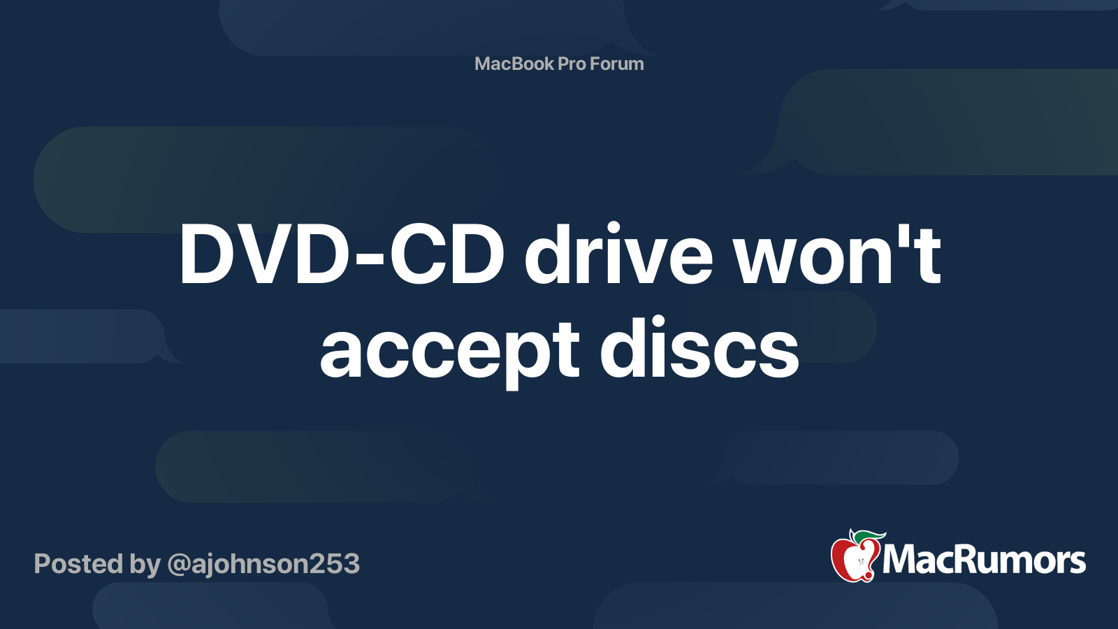 Dvd Cd Drive Won T Accept Discs Macrumors Forums