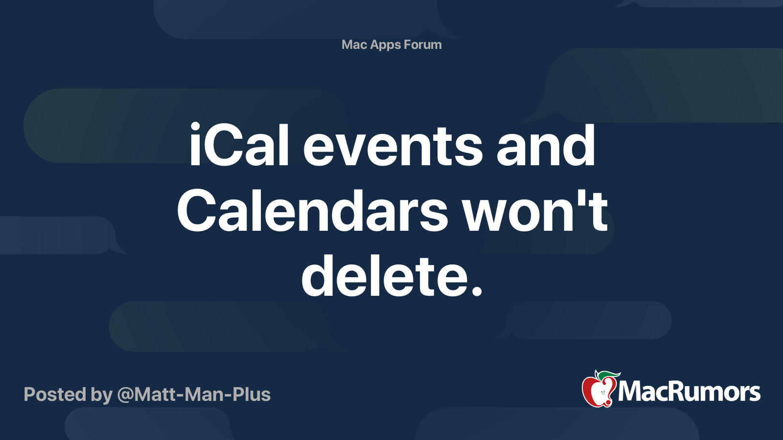 iCal events and Calendars won #39 t delete MacRumors Forums