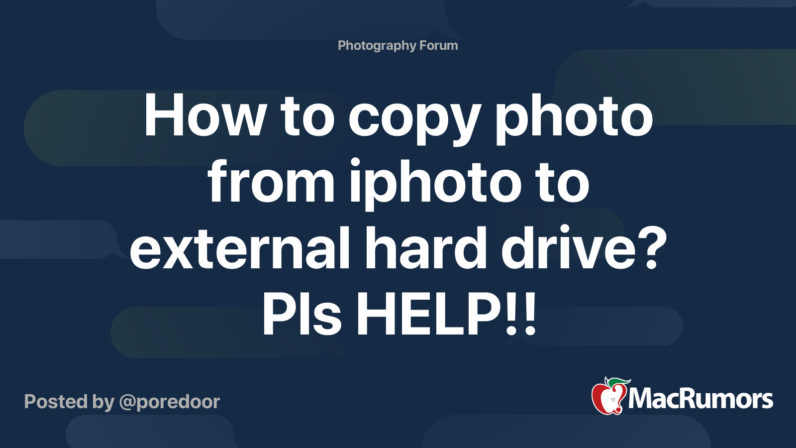 How to copy photo from iphoto to external hard drive? Pls HELP