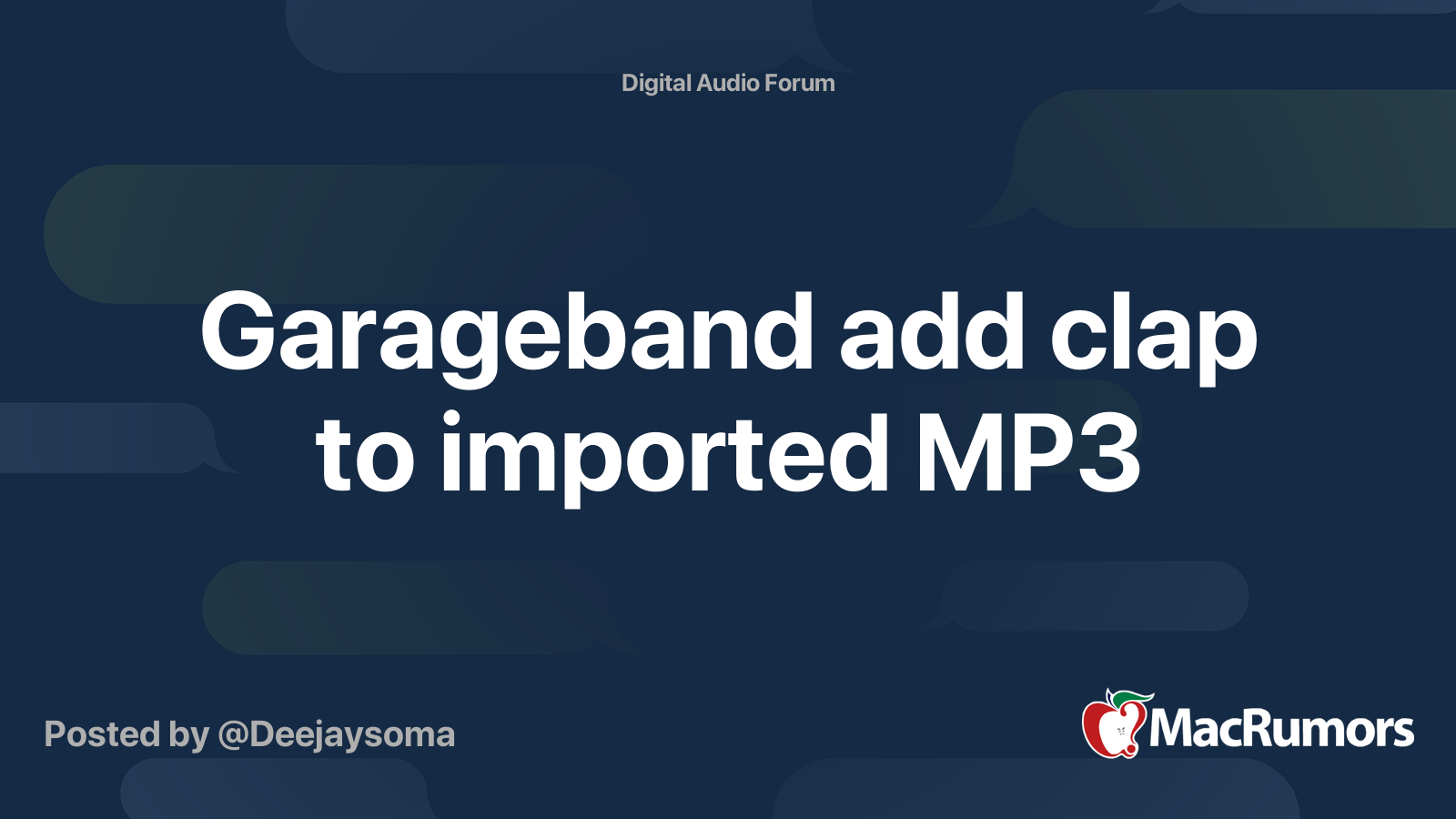 Garageband add clap to imported MP3 MacRumors Forums