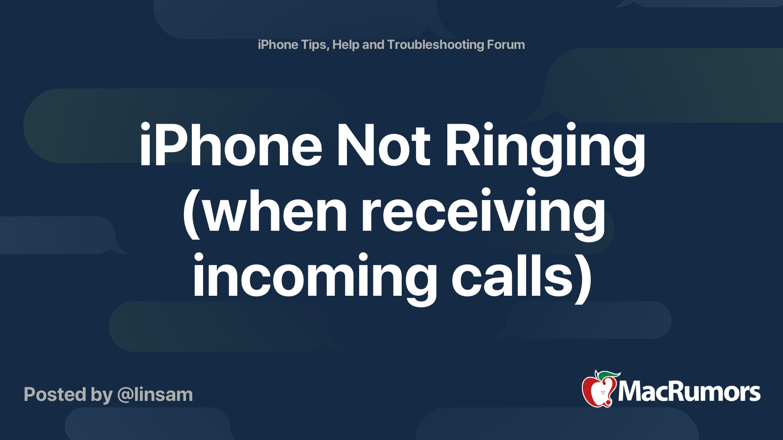 iPhone Not Ringing (when receiving incoming calls) | MacRumors Forums